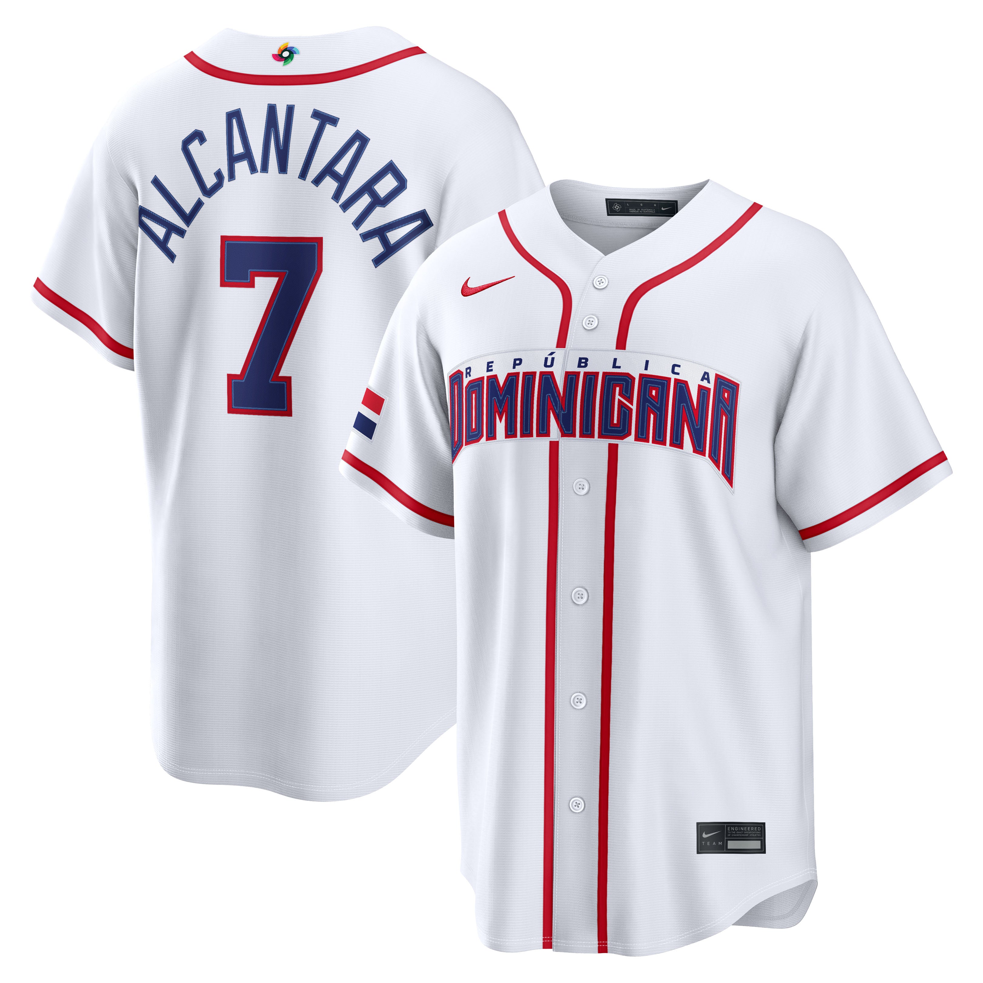 Men's Nike Sandy Alcantara White Dominican Republic Baseball 2026 World Baseball Classic Home Stadium Jersey