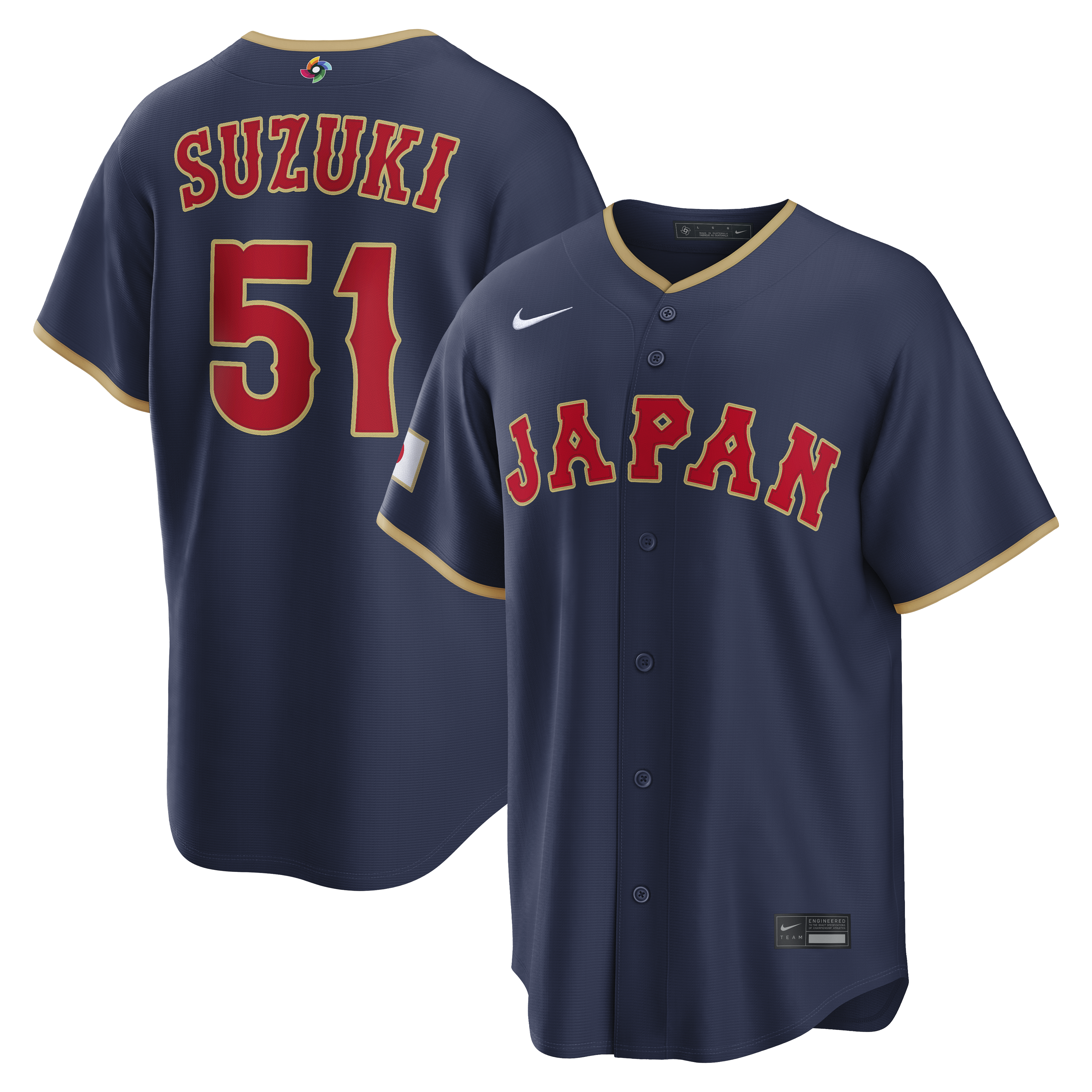 Men's Nike Seiya Suzuki Navy Japan Baseball 2026 World Baseball Classic Road Stadium Jersey