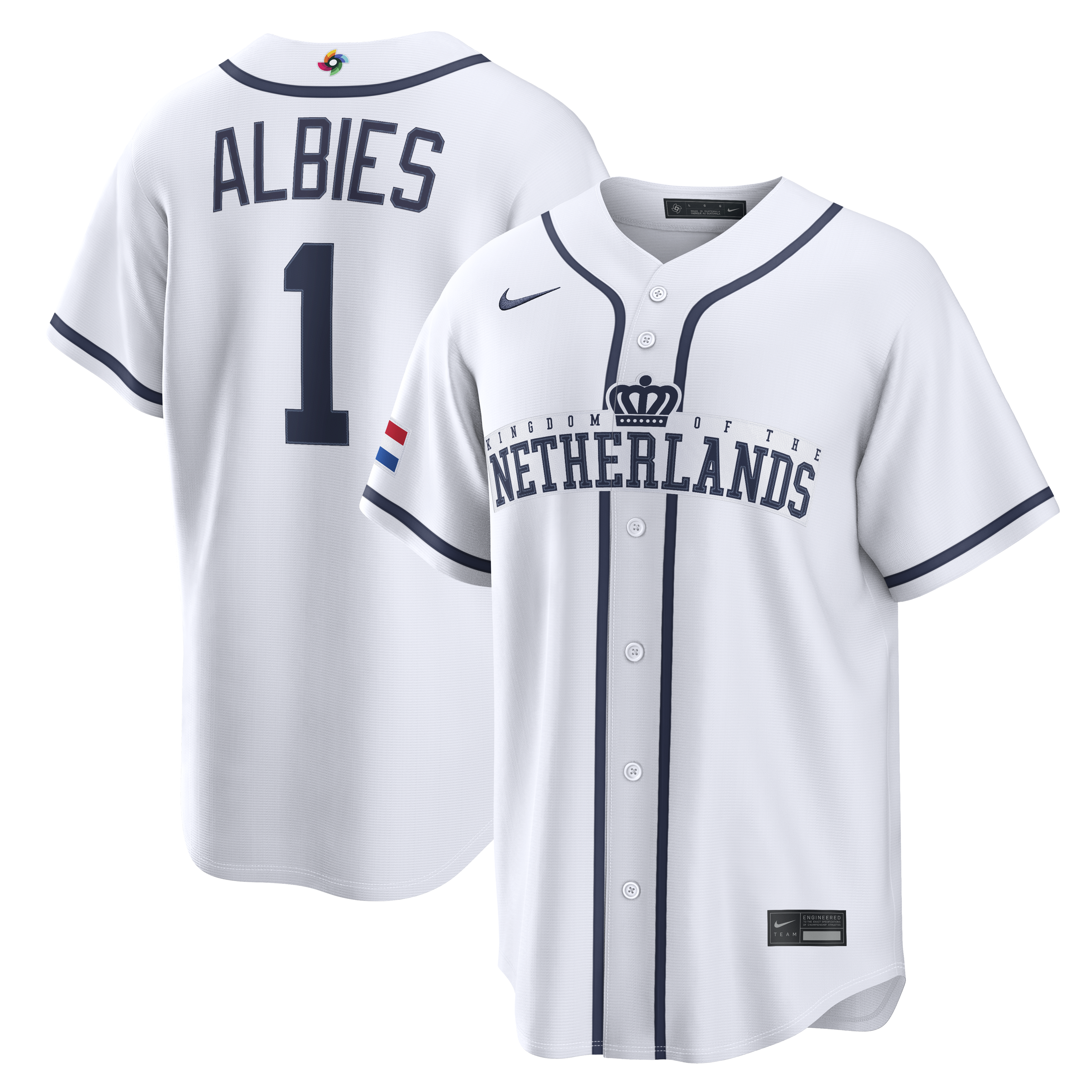 Men's Nike Ozzie Albies White Netherlands Baseball 2026 World Baseball Classic Home Stadium Jersey