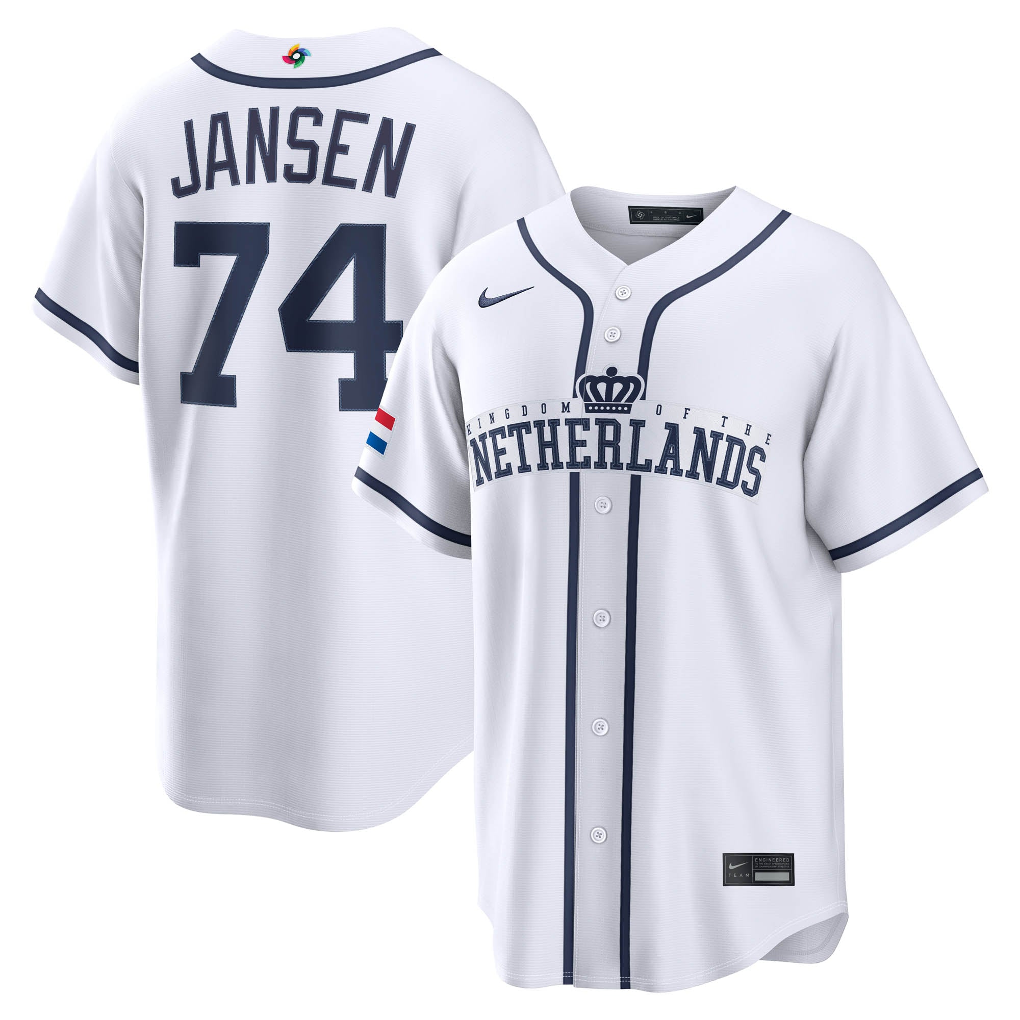 Men's Nike Kenley Jansen White Netherlands Baseball 2026 World Baseball Classic Home Stadium Jersey