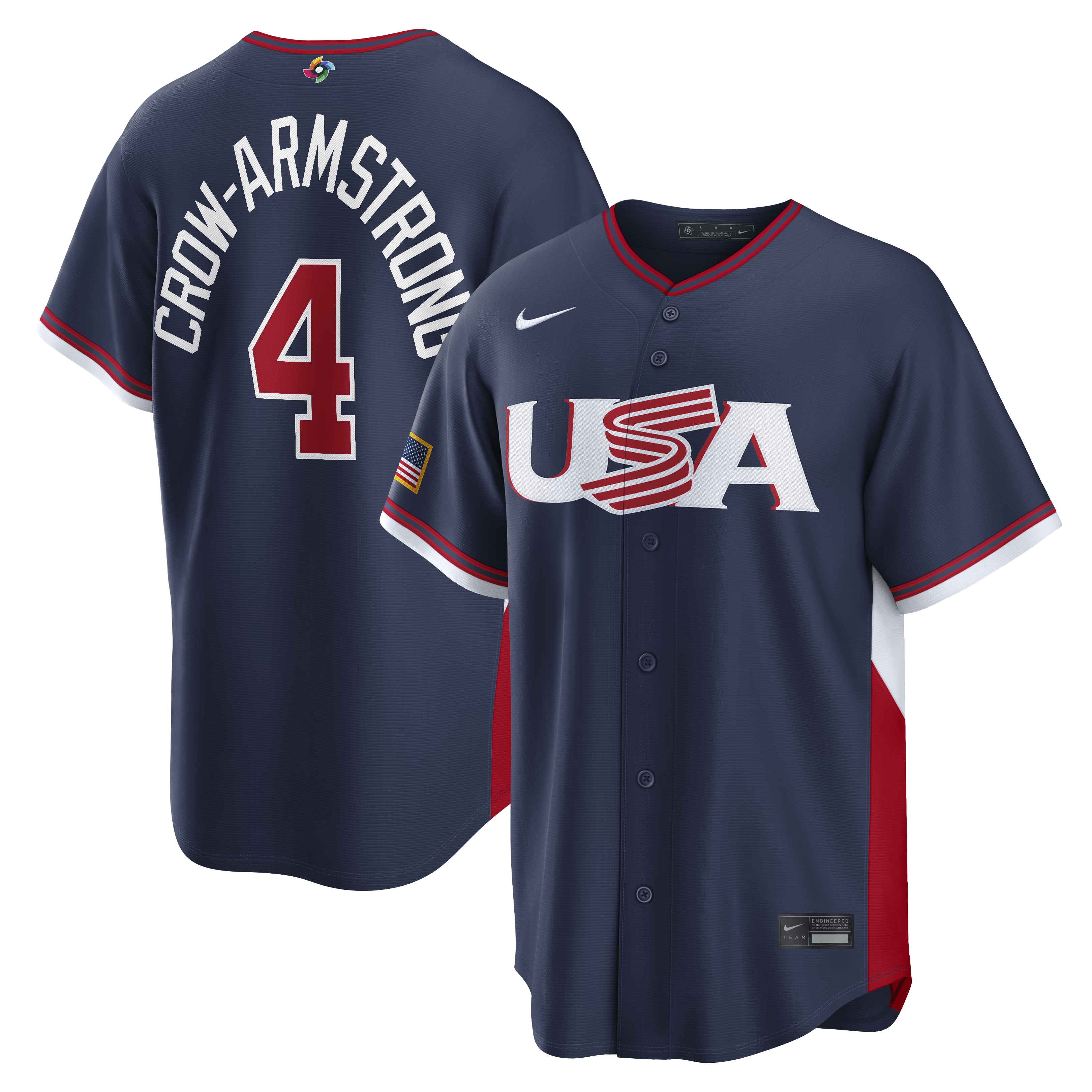 Men's Nike Pete Crow-Armstrong Navy USA Baseball 2026 World Baseball Classic Road Stadium Jersey