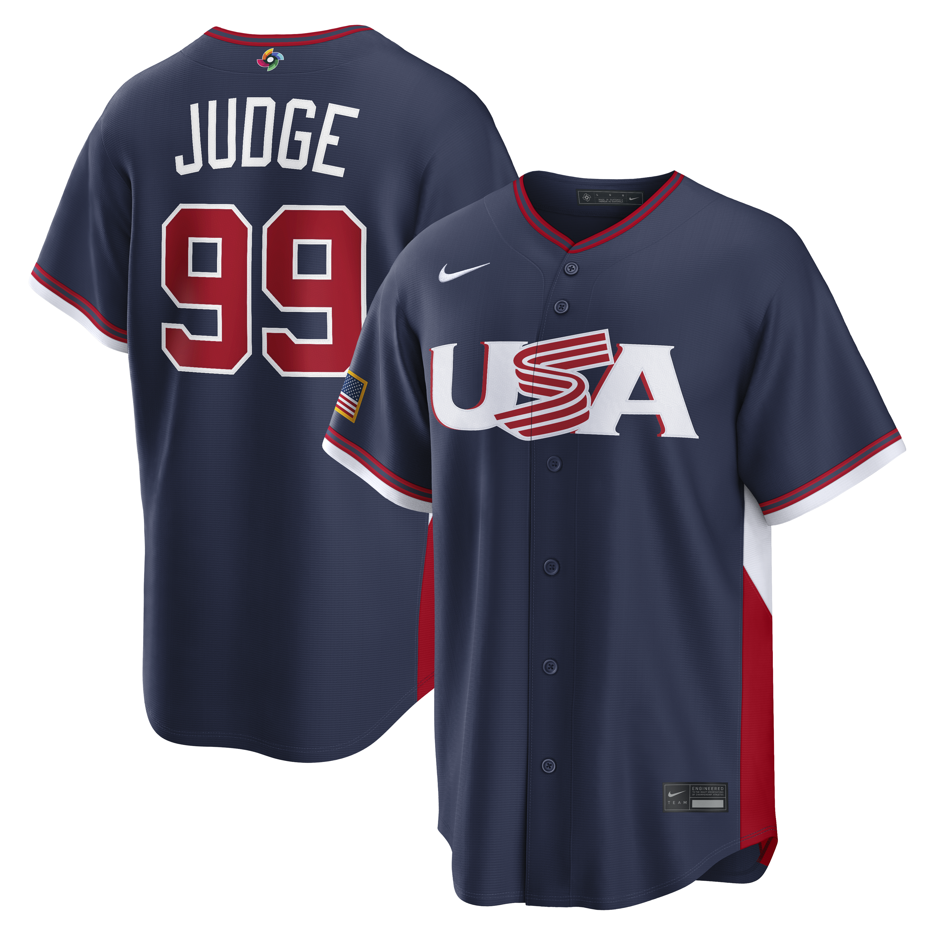 Men's Nike Aaron Judge Navy USA Baseball 2026 World Baseball Classic Road Stadium Jersey