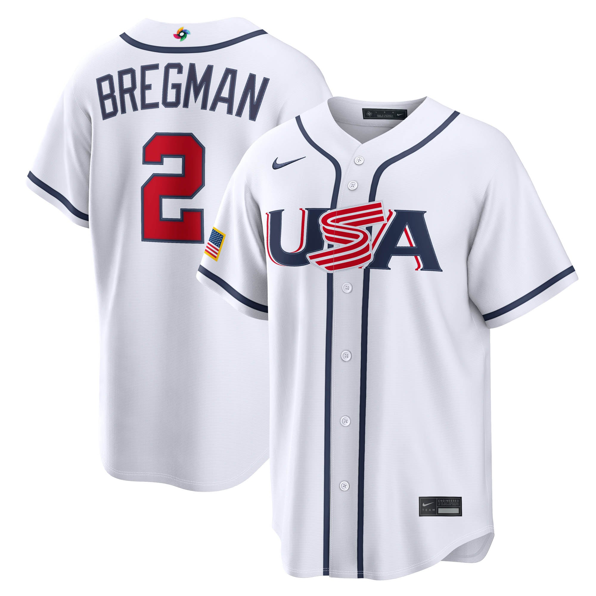 Men's Nike Alex Bregman White USA Baseball 2026 World Baseball Classic Home Stadium Jersey