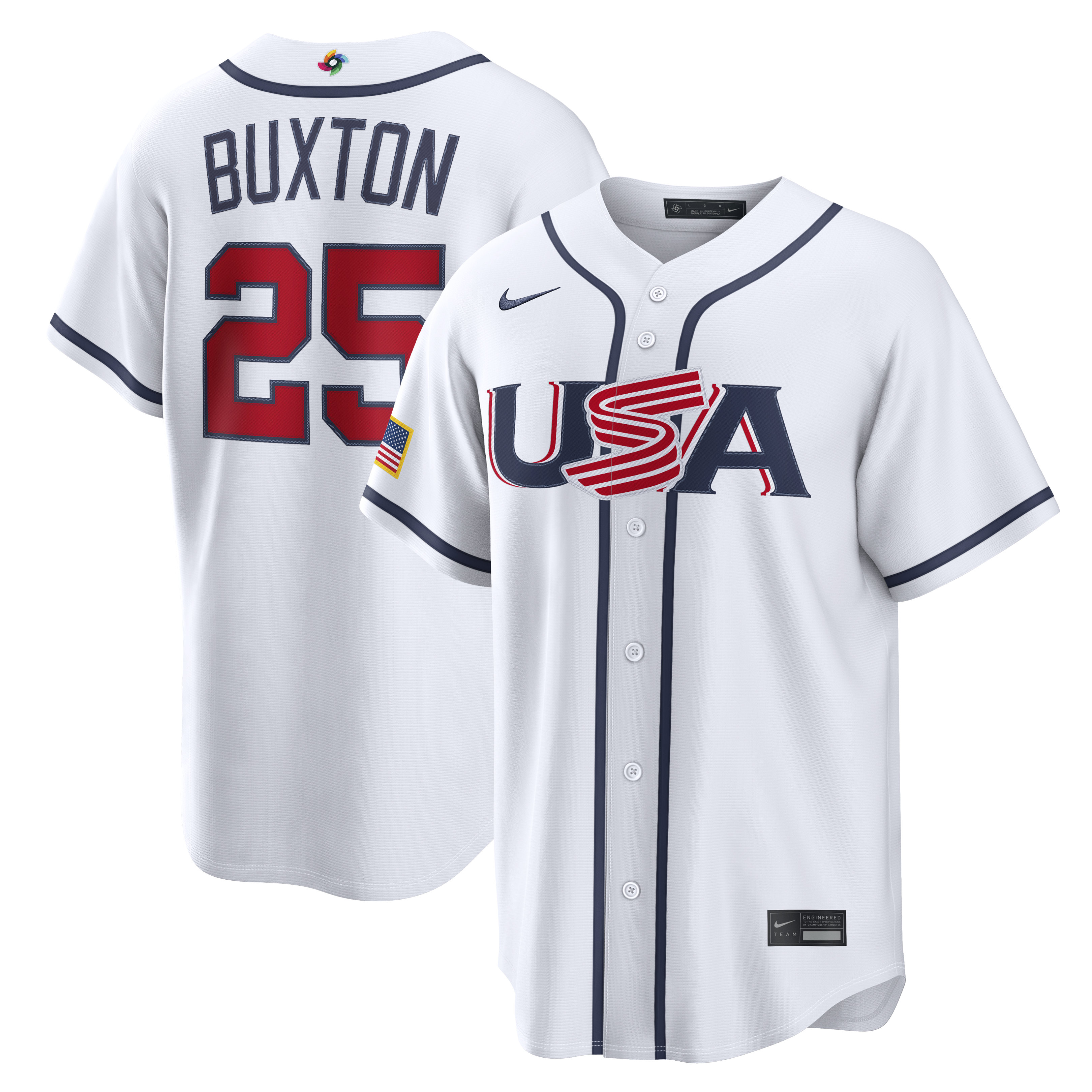 Men's Nike Byron Buxton White USA Baseball 2026 World Baseball Classic Home Stadium Jersey