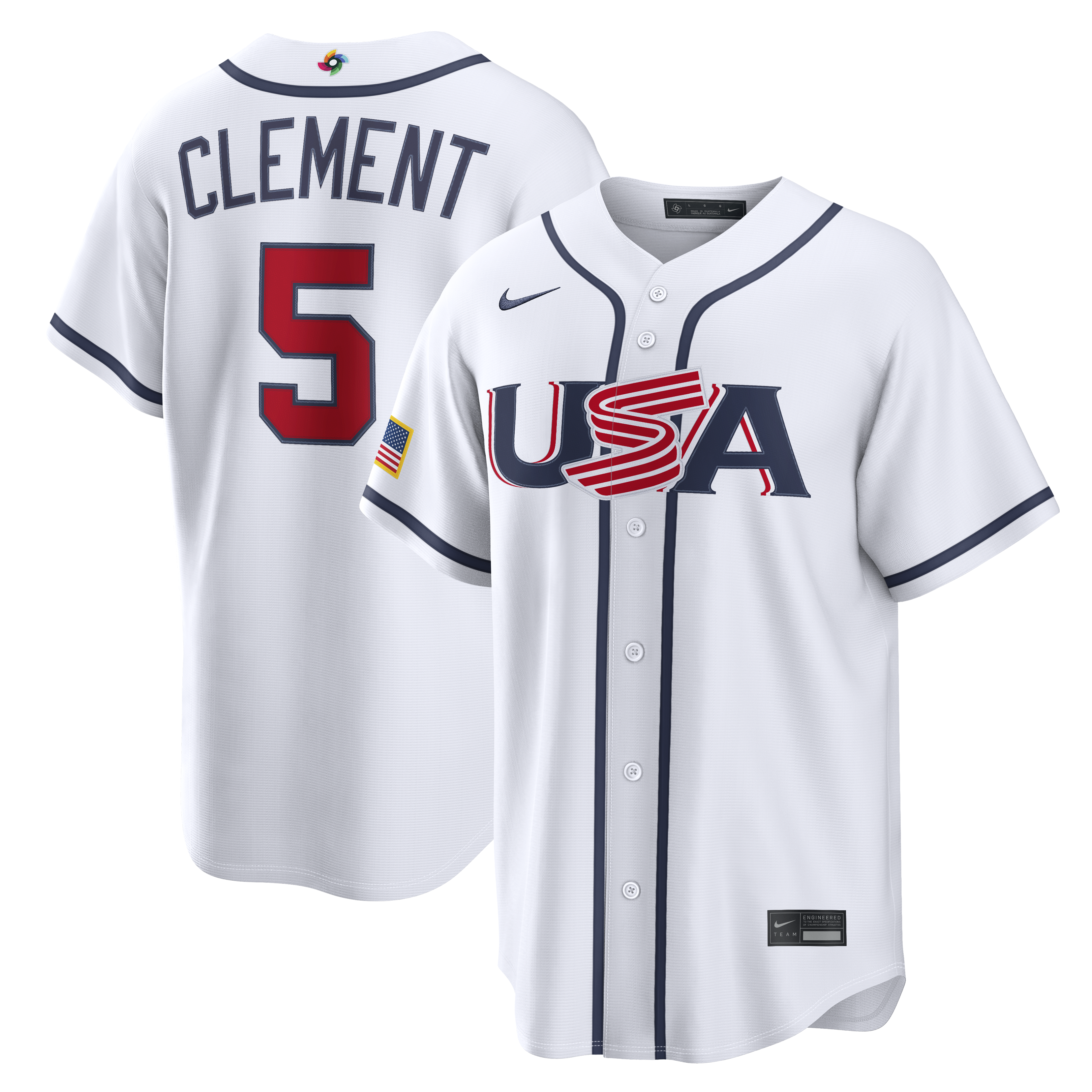 Men's Nike Ernie Clement White USA Baseball 2026 World Baseball Classic Home Stadium Jersey