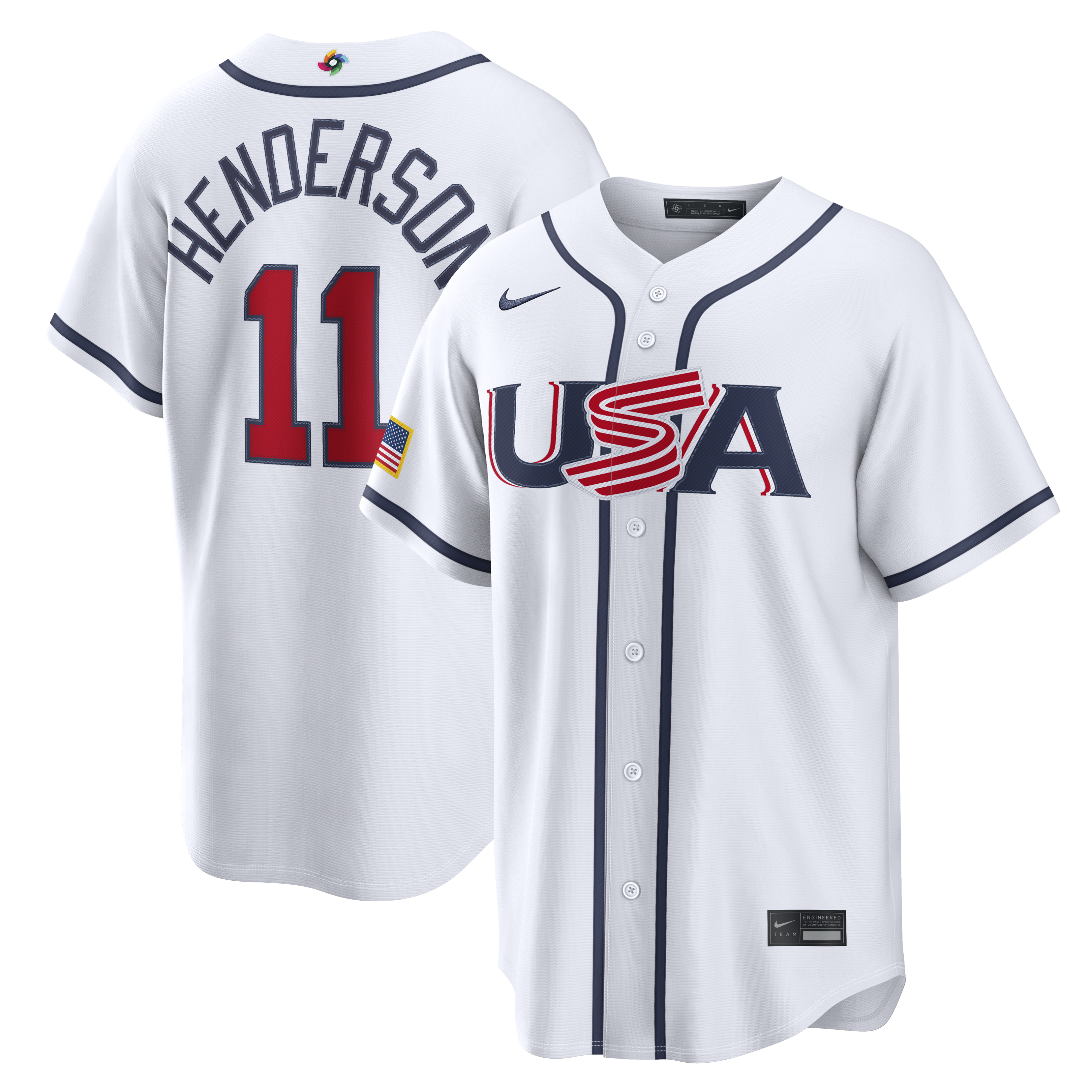 Men's Nike Gunnar Henderson White USA Baseball 2026 World Baseball Classic Home Stadium Jersey