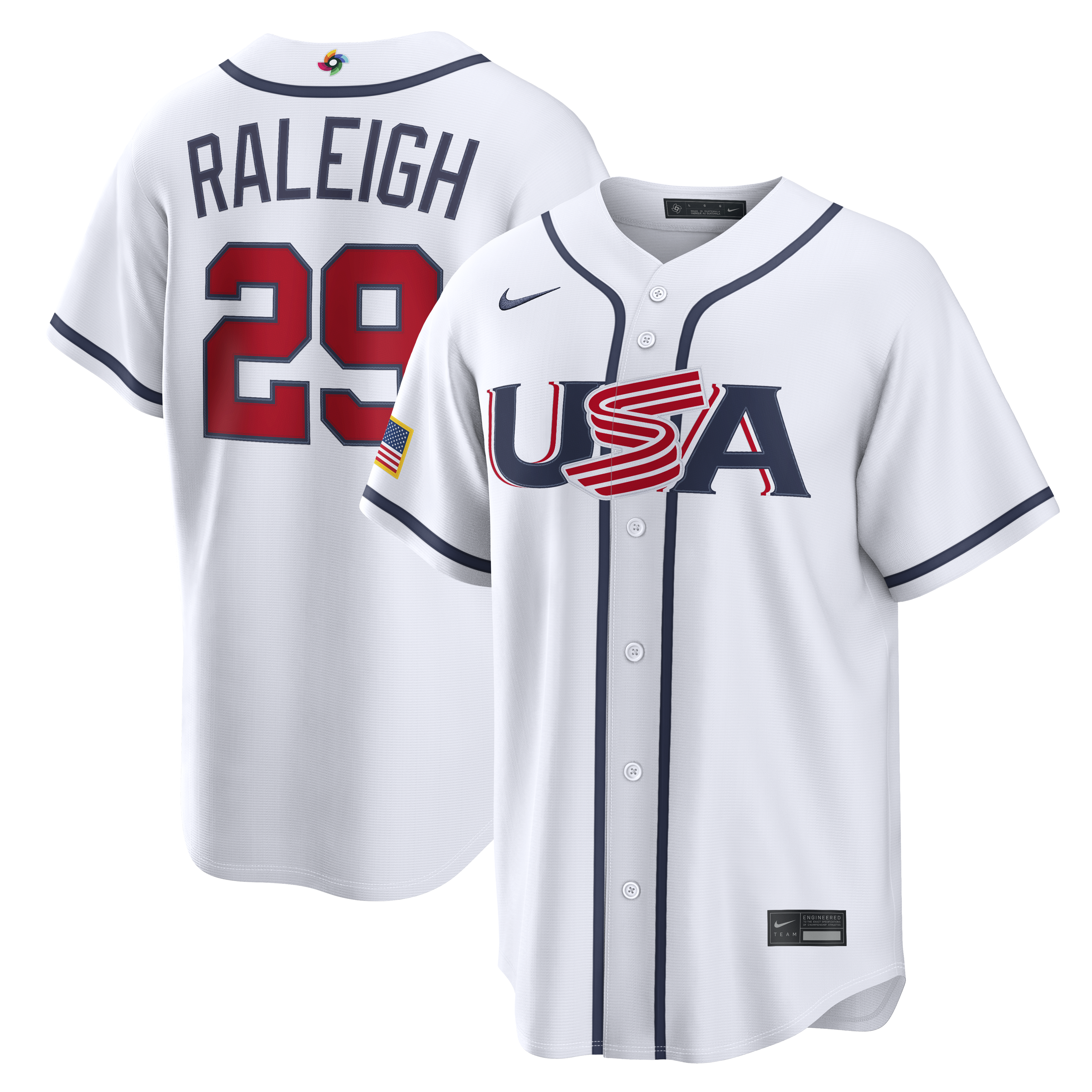 Men's Nike Cal Raleigh White USA Baseball 2026 World Baseball Classic Home Stadium Jersey