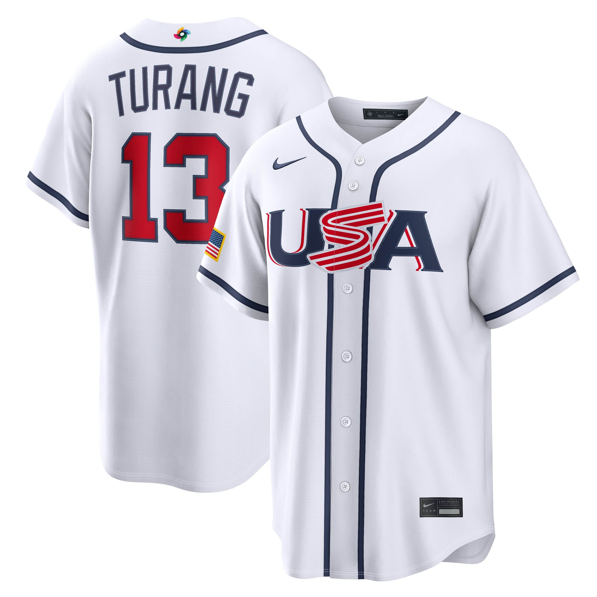Men's Nike Brice Turang White USA Baseball 2026 World Baseball Classic Home Stadium Jersey