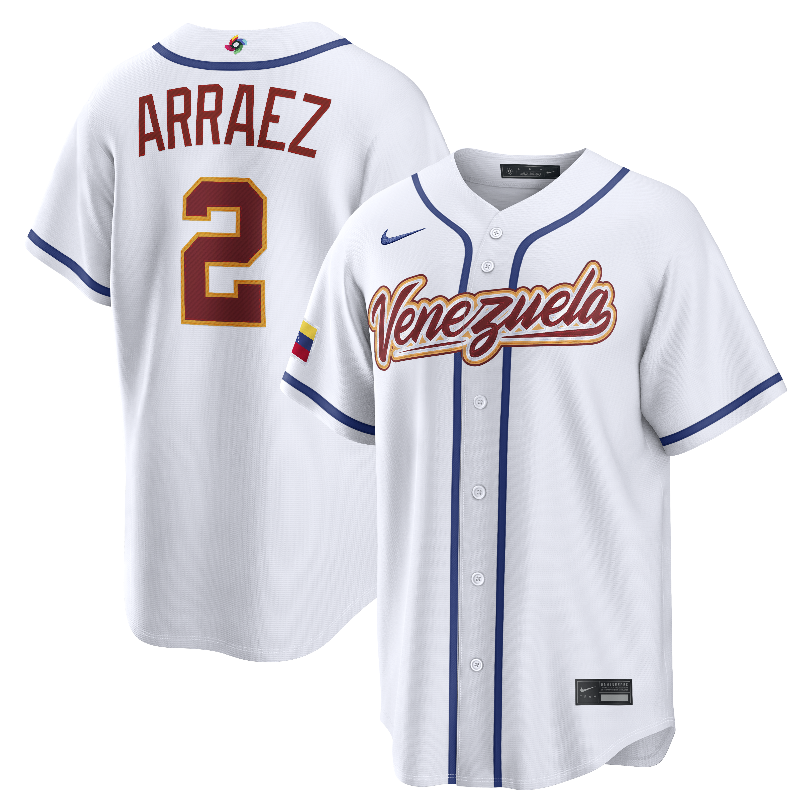 Men's Nike Luis Arraez White Venezuela Baseball 2026 World Baseball Classic Home Stadium Jersey