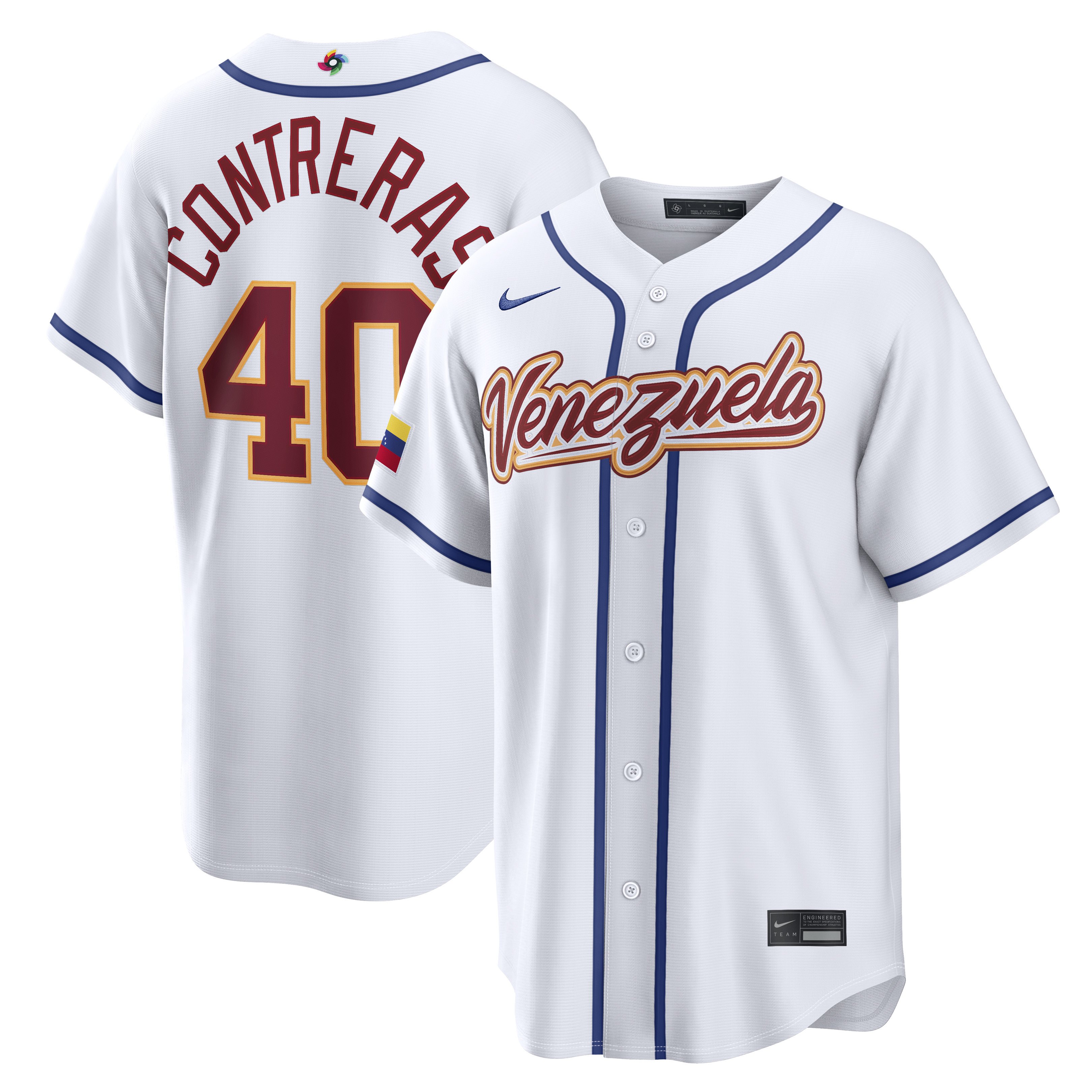 Men's Nike Willson Contreras White Venezuela Baseball 2026 World Baseball Classic Home Stadium Jersey