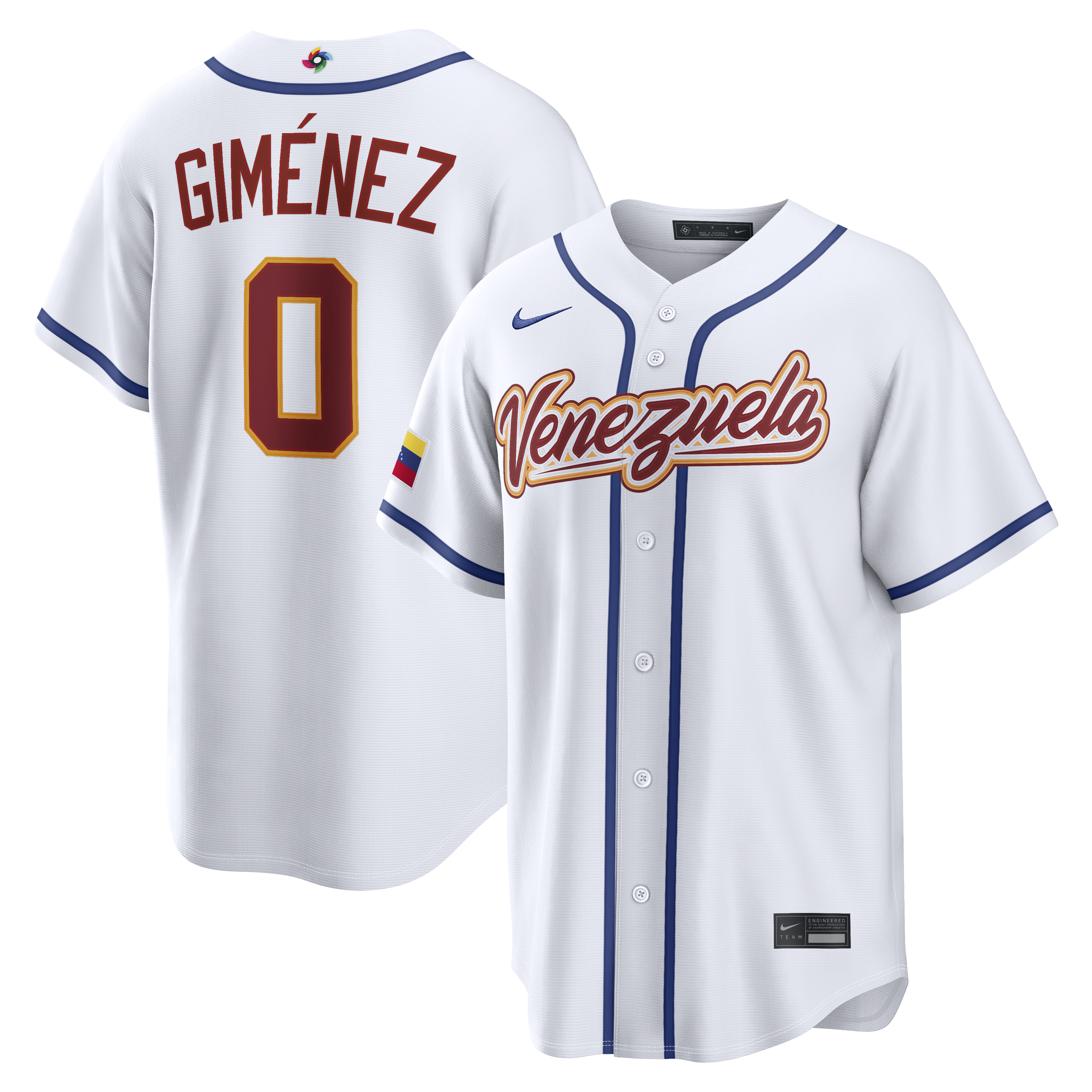 Men's Nike Andrés Giménez White Venezuela Baseball 2026 World Baseball Classic Home Stadium Jersey