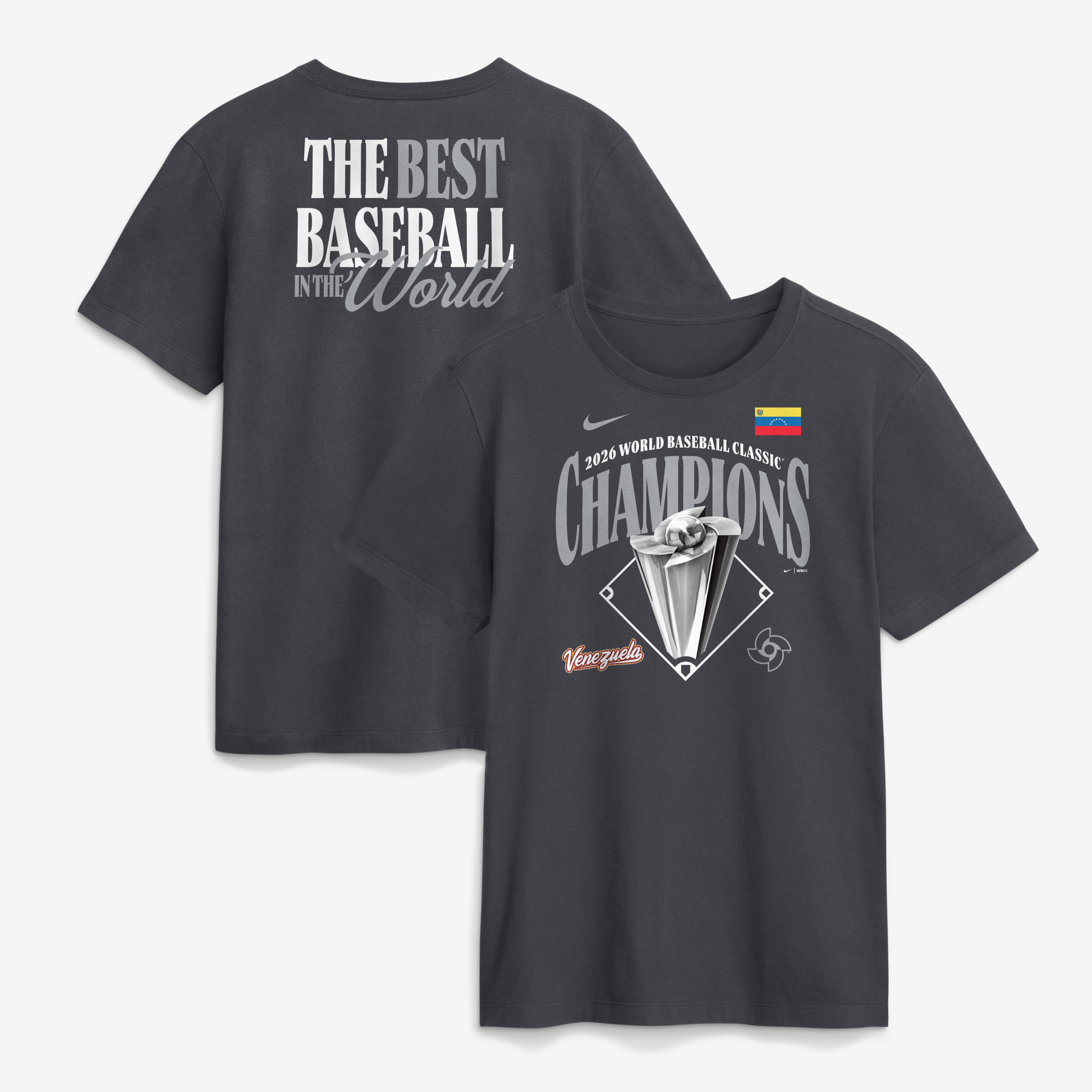 Men's Nike Charcoal Venezuela Baseball 2026 World Baseball Classic Champions Locker Room T-Shirt