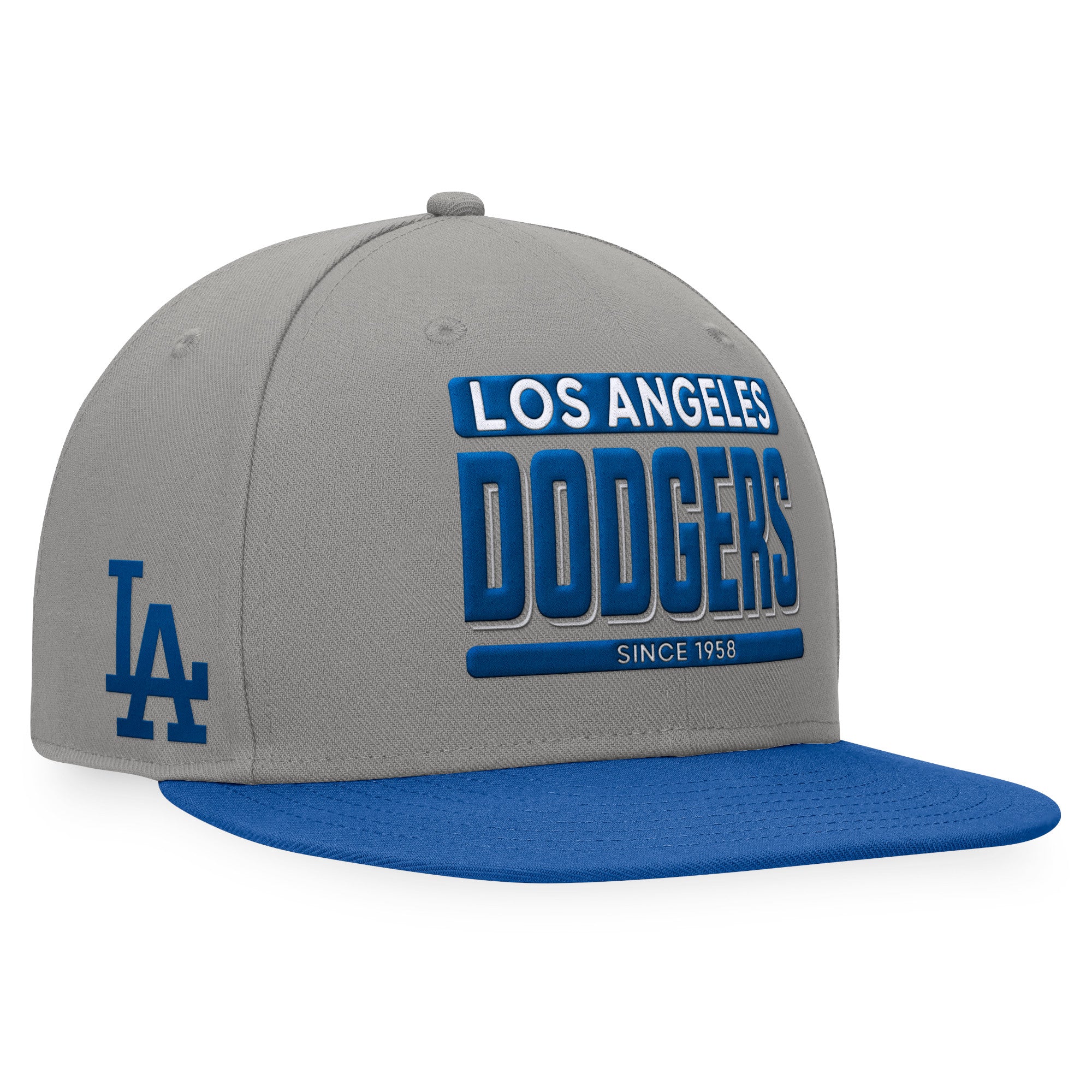 Men's Fanatics Gray/Royal Los Angeles Dodgers Line Drive Two-Tone Snapback Hat