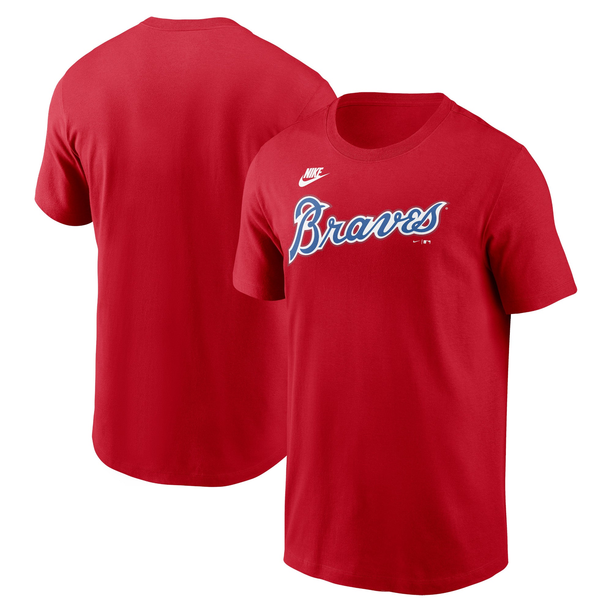 Men's Nike Red Atlanta Braves Cooperstown Collection Wordmark T-Shirt