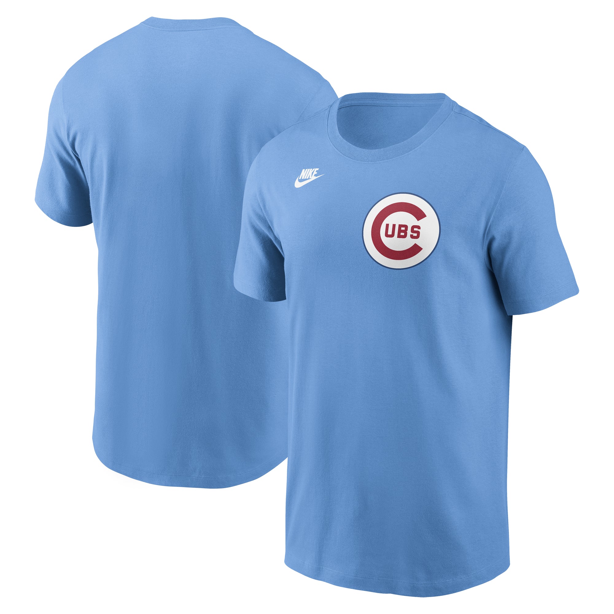 Men's Nike Light Blue Chicago Cubs Cooperstown Collection Wordmark T-Shirt