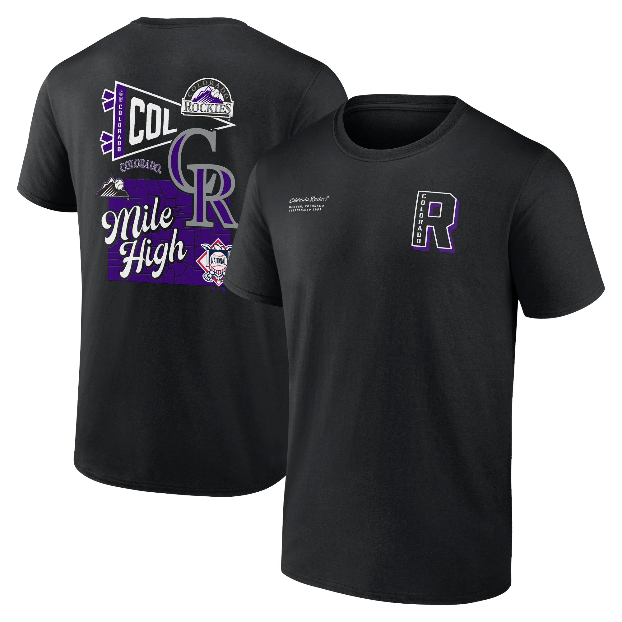 Men's Fanatics Black Colorado Rockies Split Zone T-Shirt