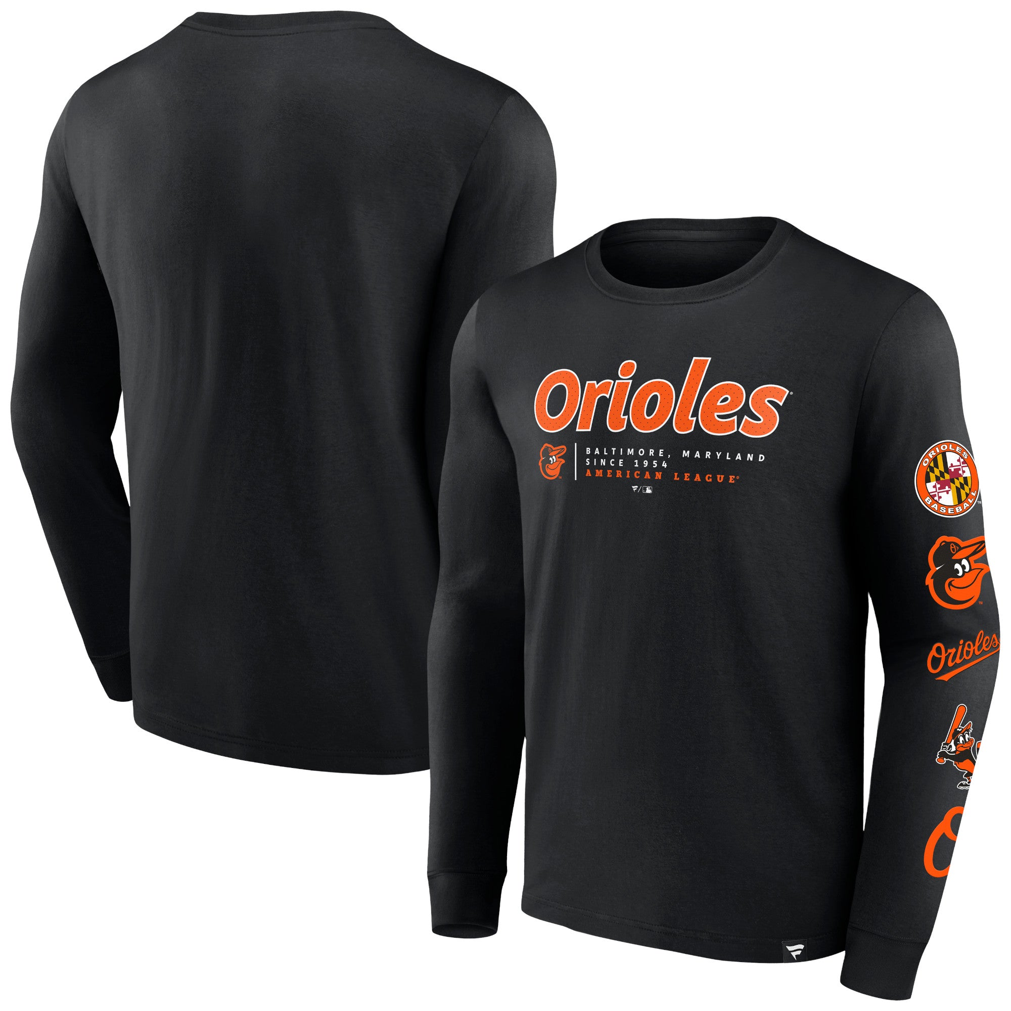 Men's Fanatics Black Baltimore Orioles Strike the Goal Long Sleeve T-Shirt