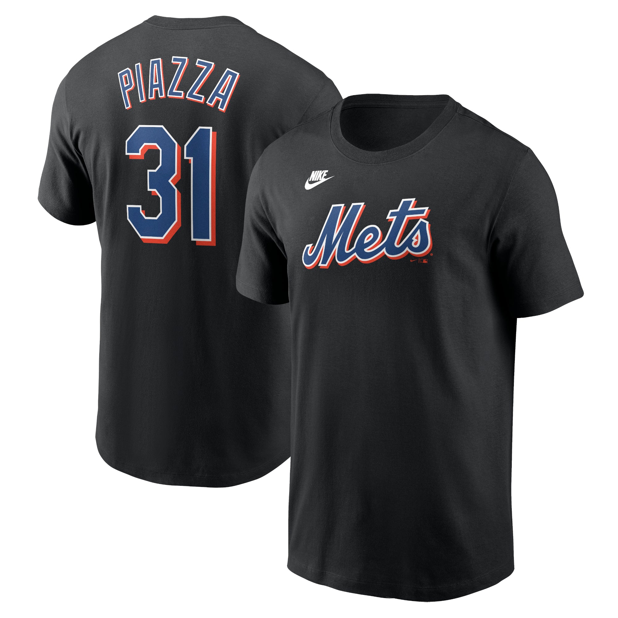 Men's Nike Mike Piazza Black New York Mets Fuse Name & Number T-Shirt