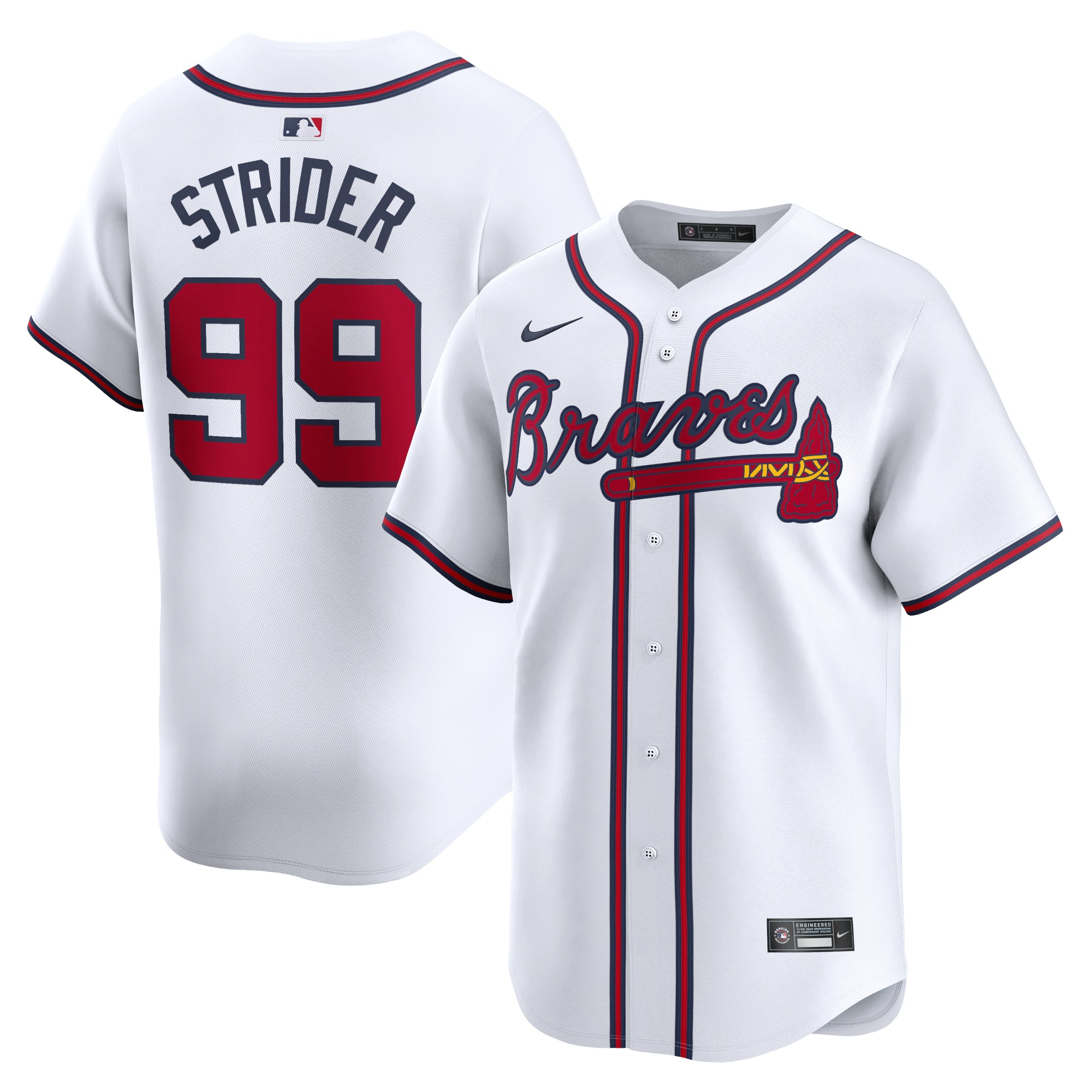 Men's Nike Spencer Strider White Atlanta Braves Home Limited Player Jersey