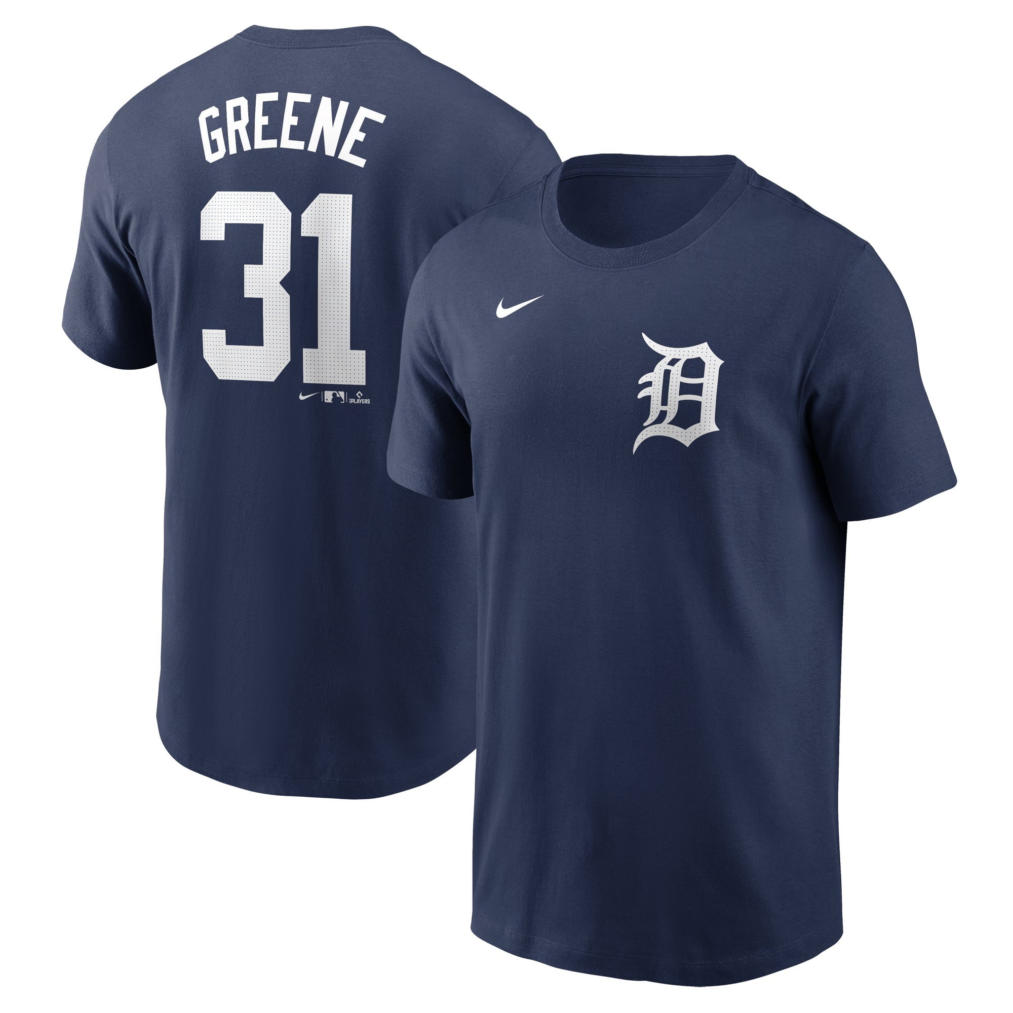 Men's Nike Riley Greene Navy Detroit Tigers Fuse Name & Number T-Shirt