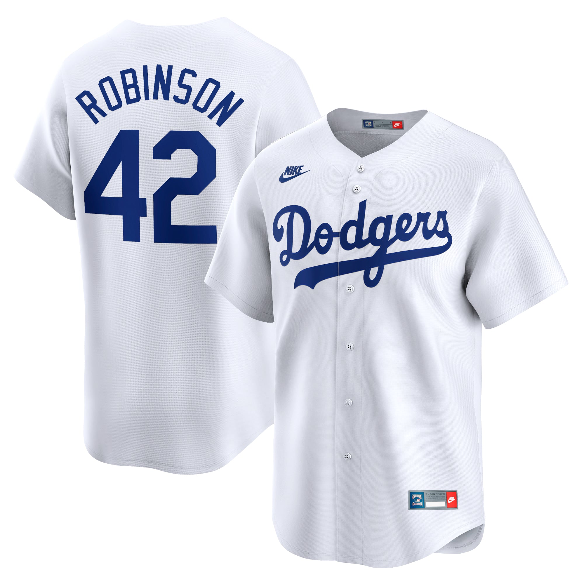 Men's Nike Jackie Robinson White Brooklyn Dodgers Throwback Cooperstown Collection Limited Jersey