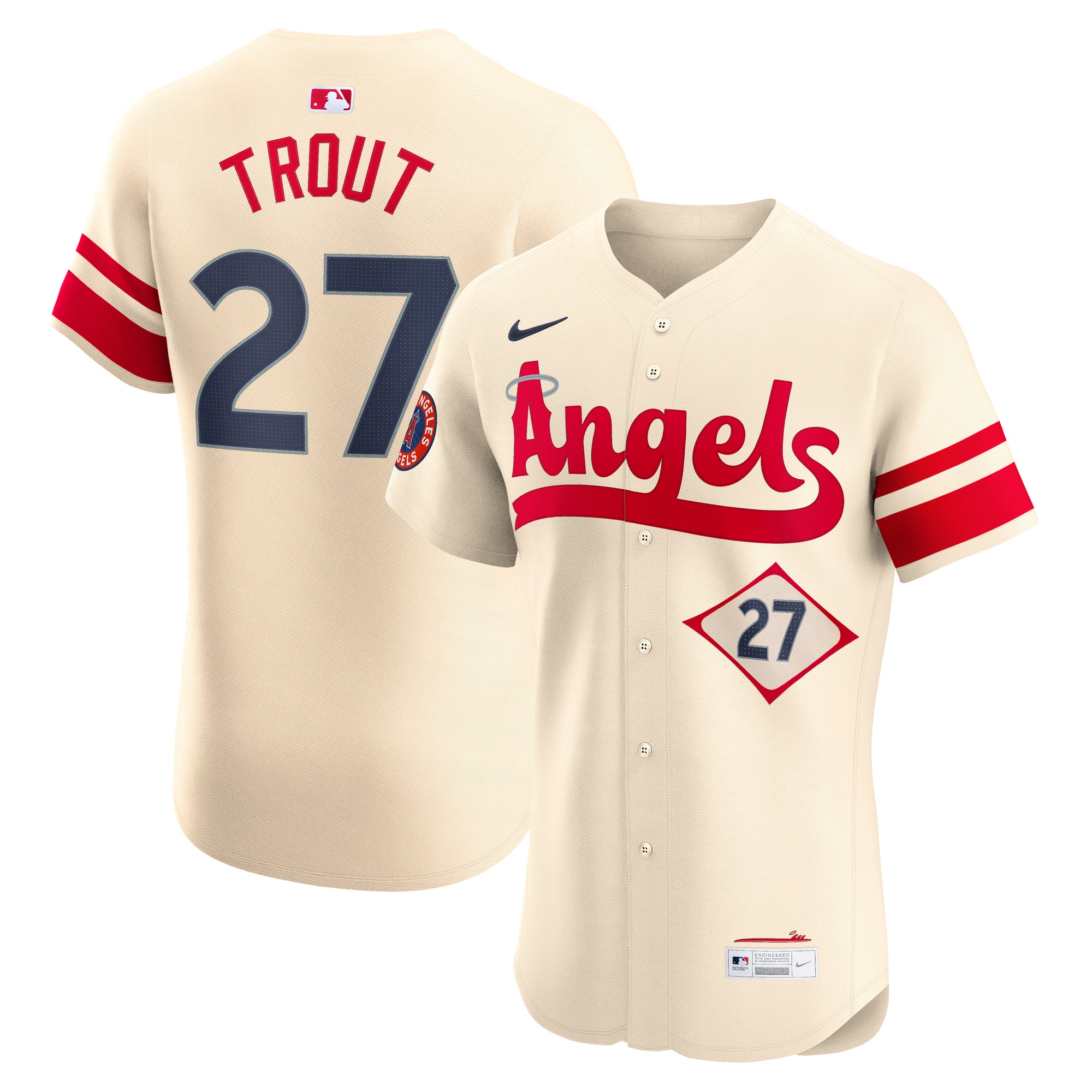 Men's Nike Mike Trout Cream Los Angeles Angels City Connect Elite Player Jersey