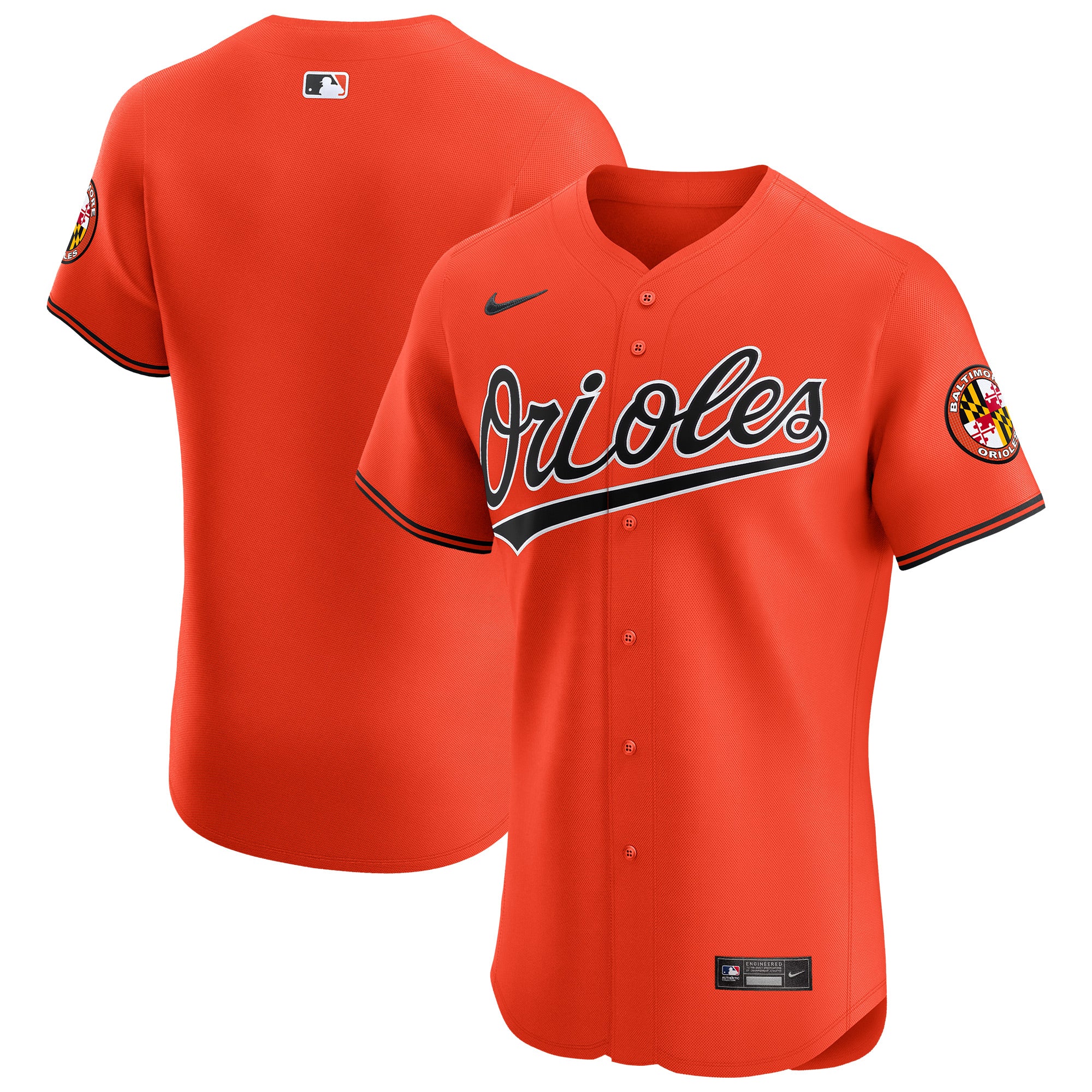 Men's Nike Orange Baltimore Orioles Alternate Vapor Premier Elite Patch Jersey