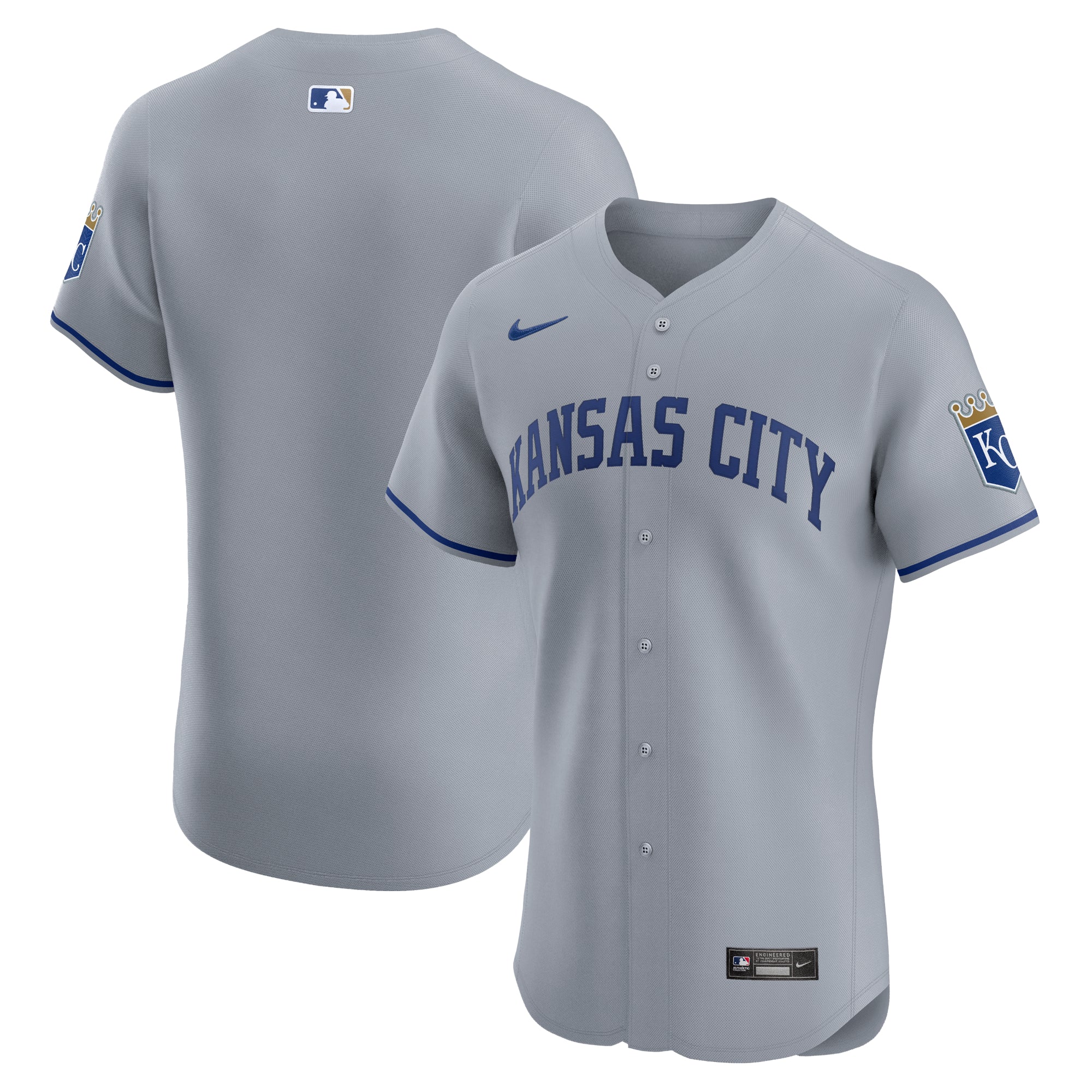 Men's Nike  Gray Kansas City Royals Road Vapor Premier Elite Patch Jersey