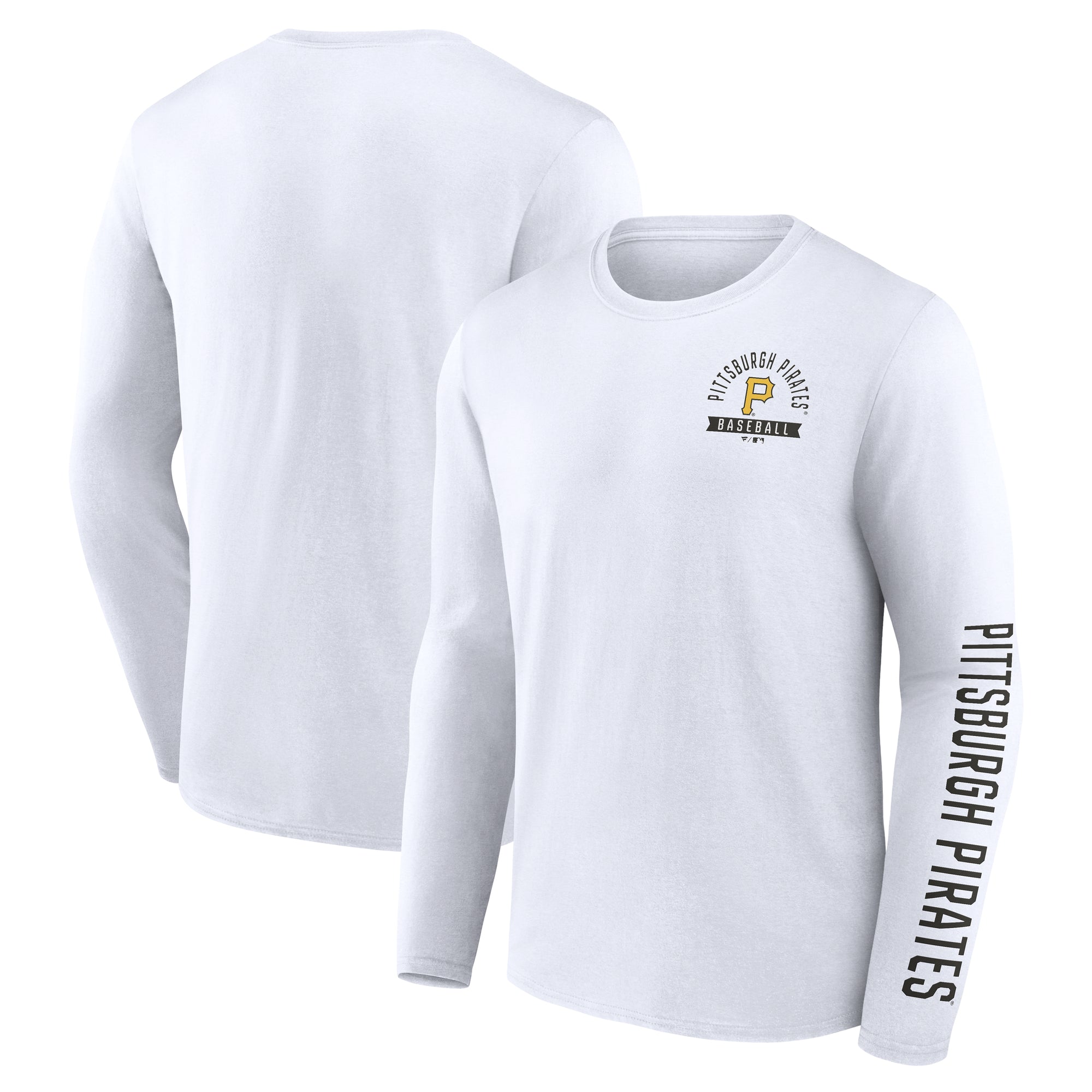 Men's Fanatics White Pittsburgh Pirates Press Box Long Sleeve T-Shirt
