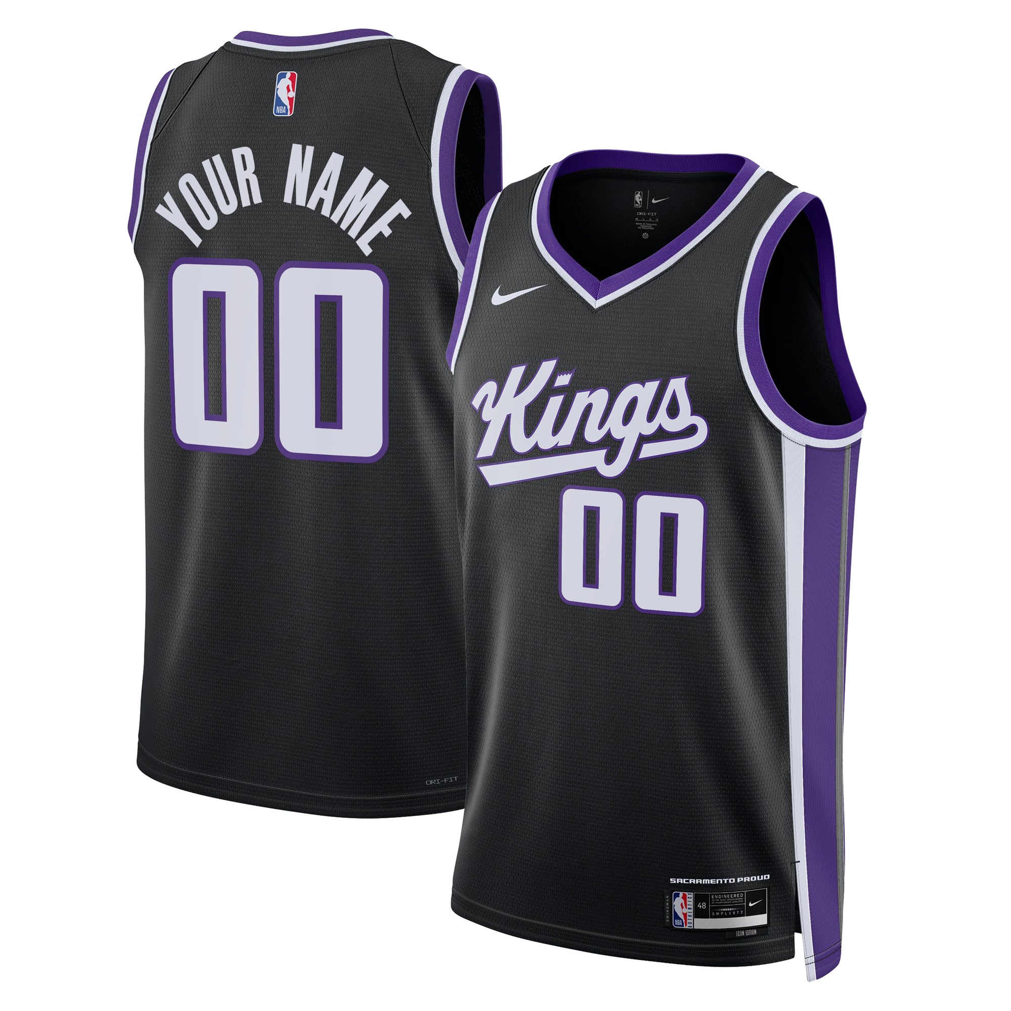 Unisex Nike  Black Sacramento Kings Swingman Custom Jersey - Icon Edition
