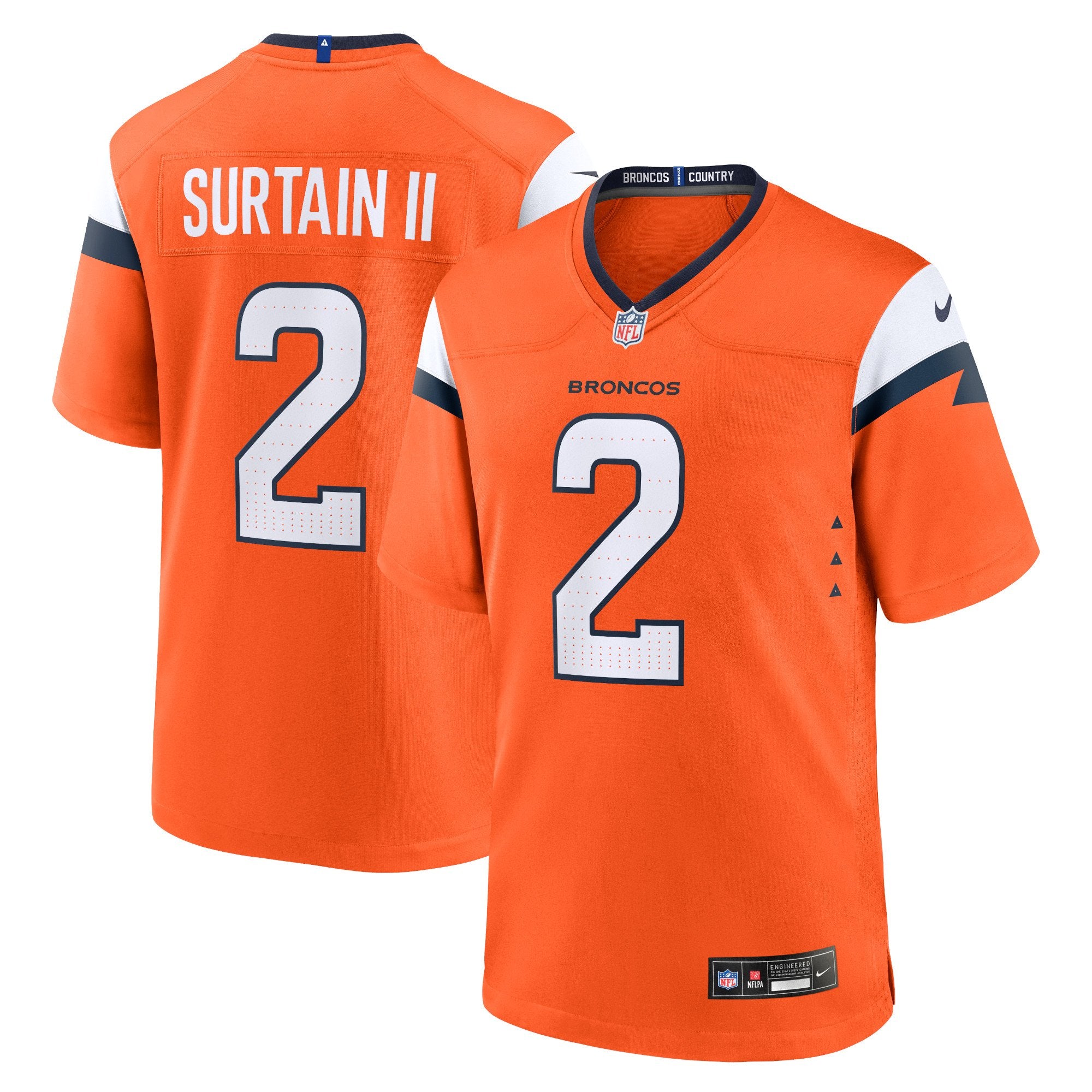 Men's Nike Patrick Surtain II Orange Denver Broncos Team Game Jersey