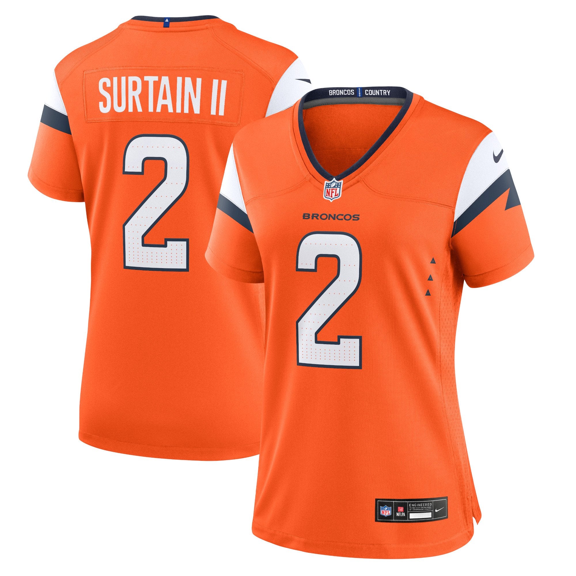 Women's Nike Patrick Surtain II Orange Denver Broncos Team Game Jersey