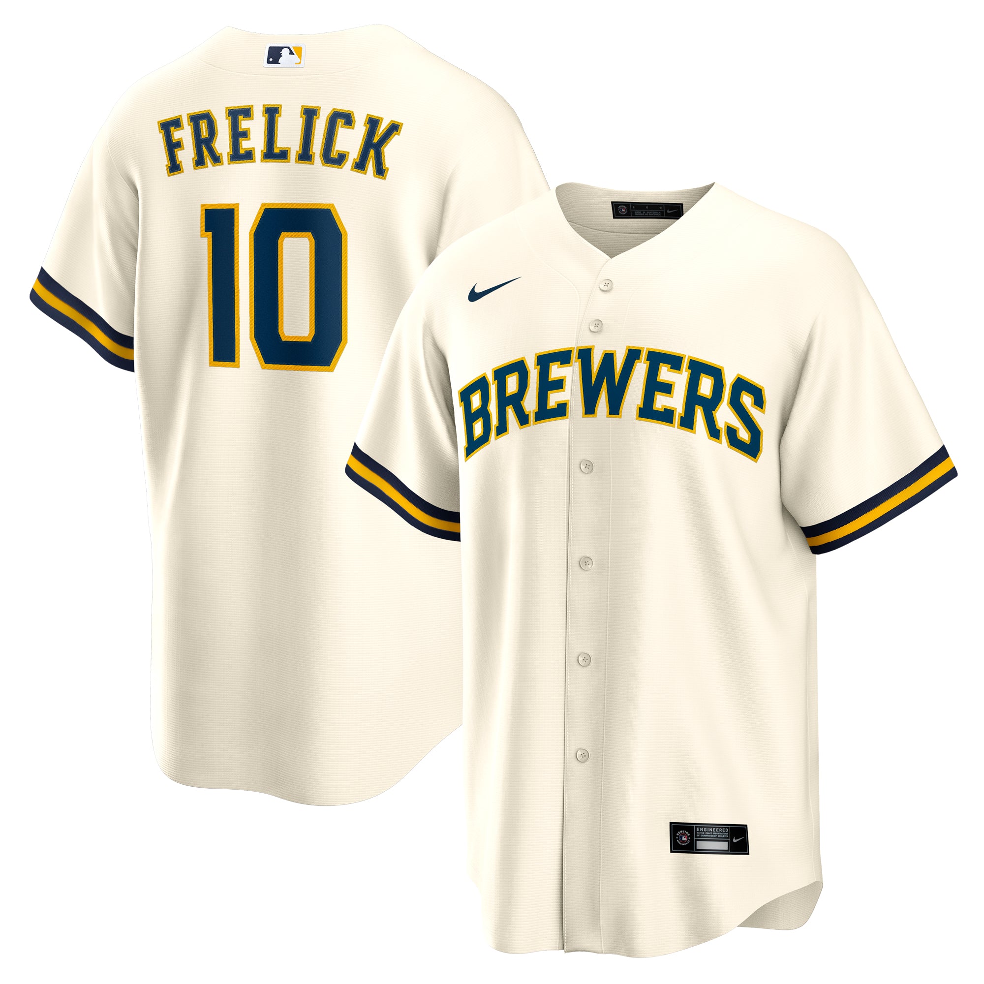 Men's Nike Sal Frelick Cream Milwaukee Brewers Home Replica Player Jersey