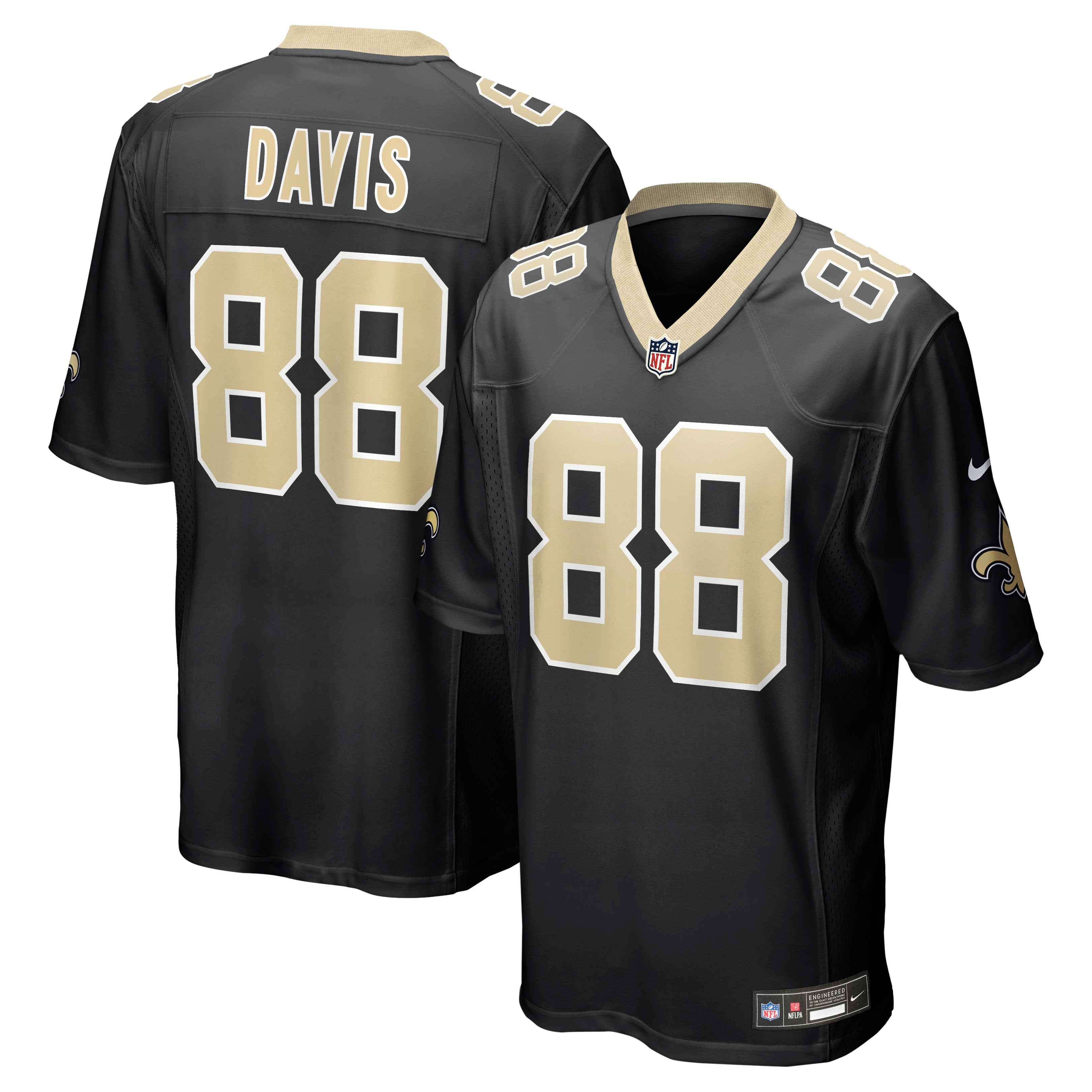 Men's Nike Shaquan Davis Black New Orleans Saints  Game Jersey