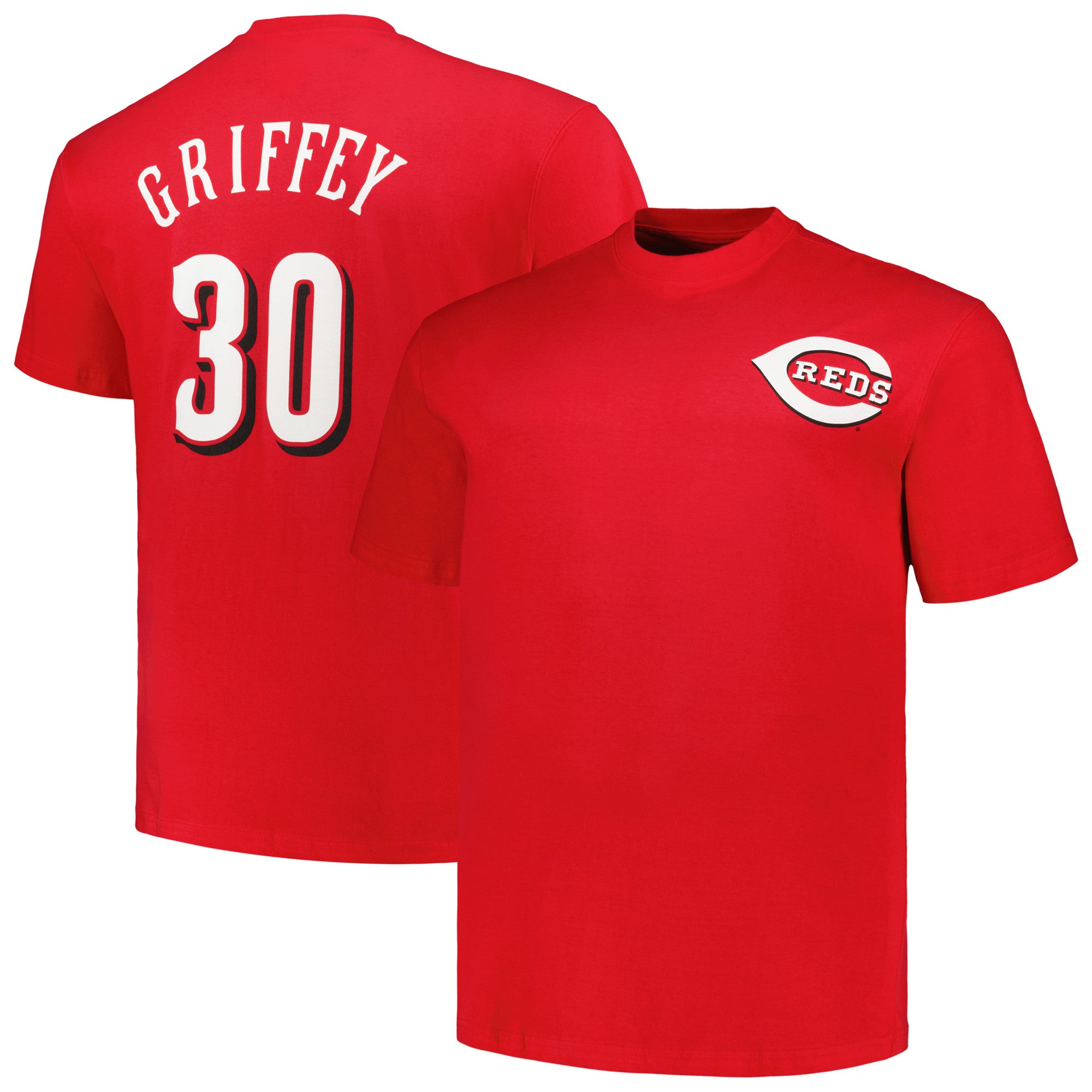 Men's Profile Ken Griffey Red Cincinnati Reds Big & Tall Cooperstown Collection Player Name & Number T-Shirt