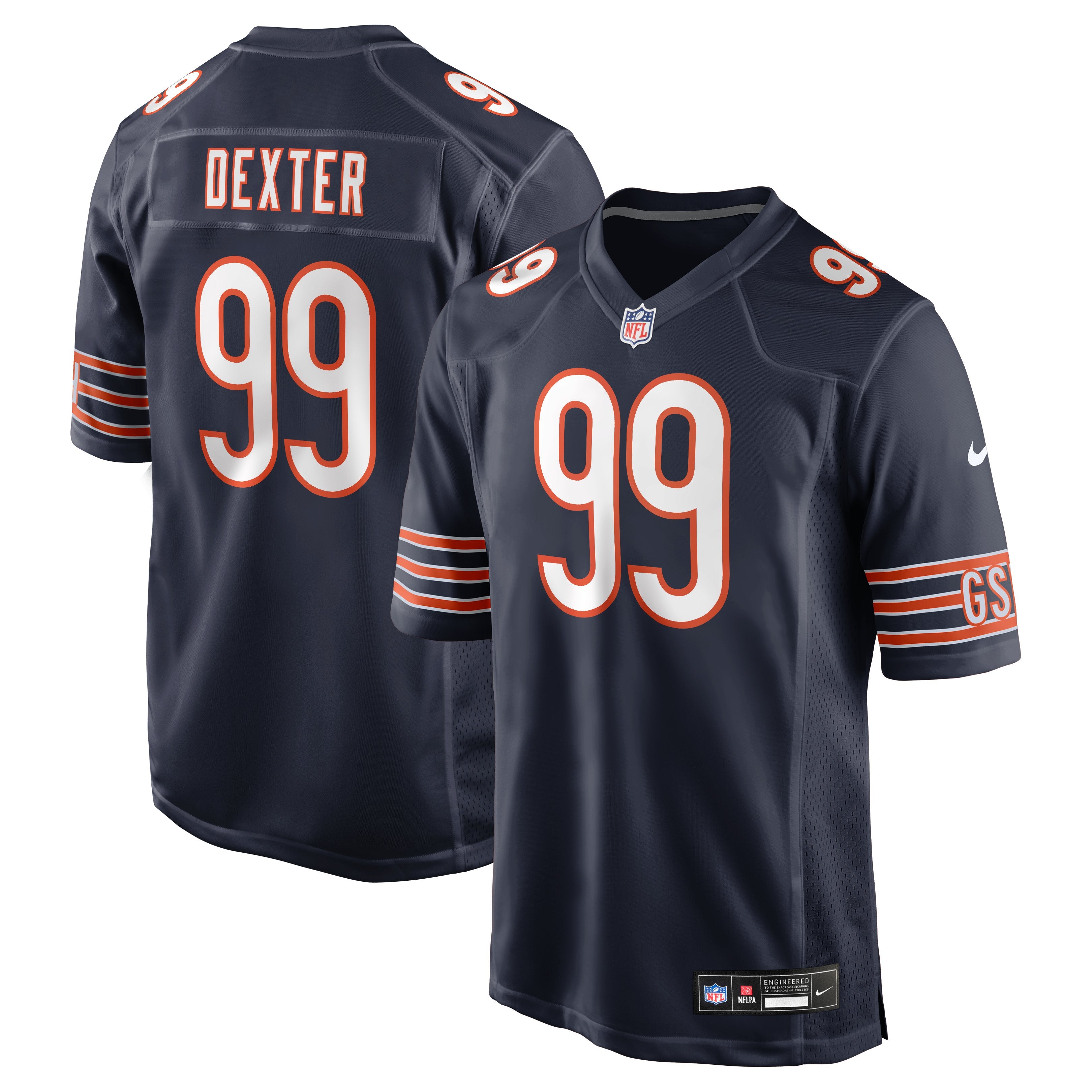 Men's Nike Gervon Dexter Sr  Navy Chicago Bears Team Game Jersey