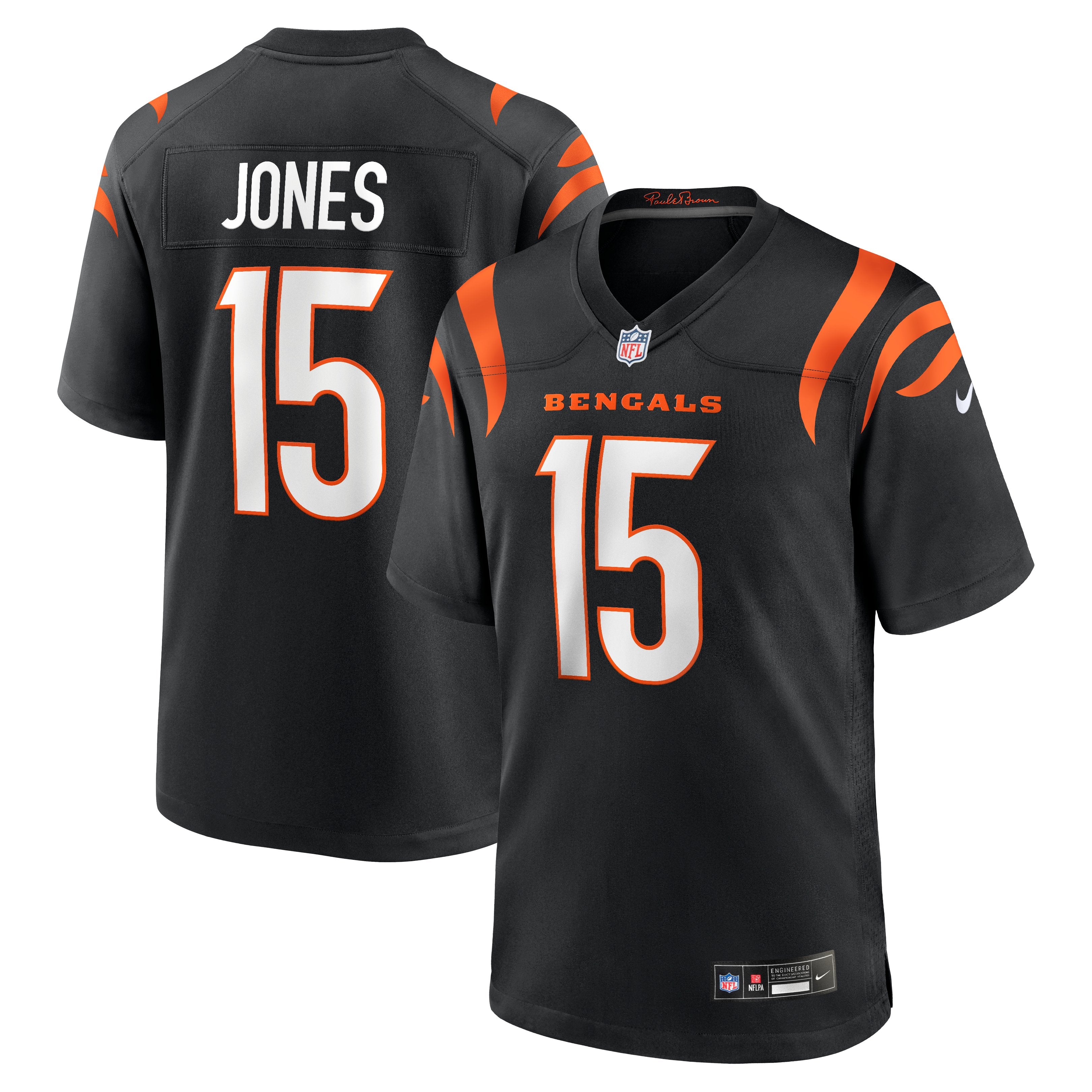Men's Nike Charlie Jones  Black Cincinnati Bengals Team Game Jersey