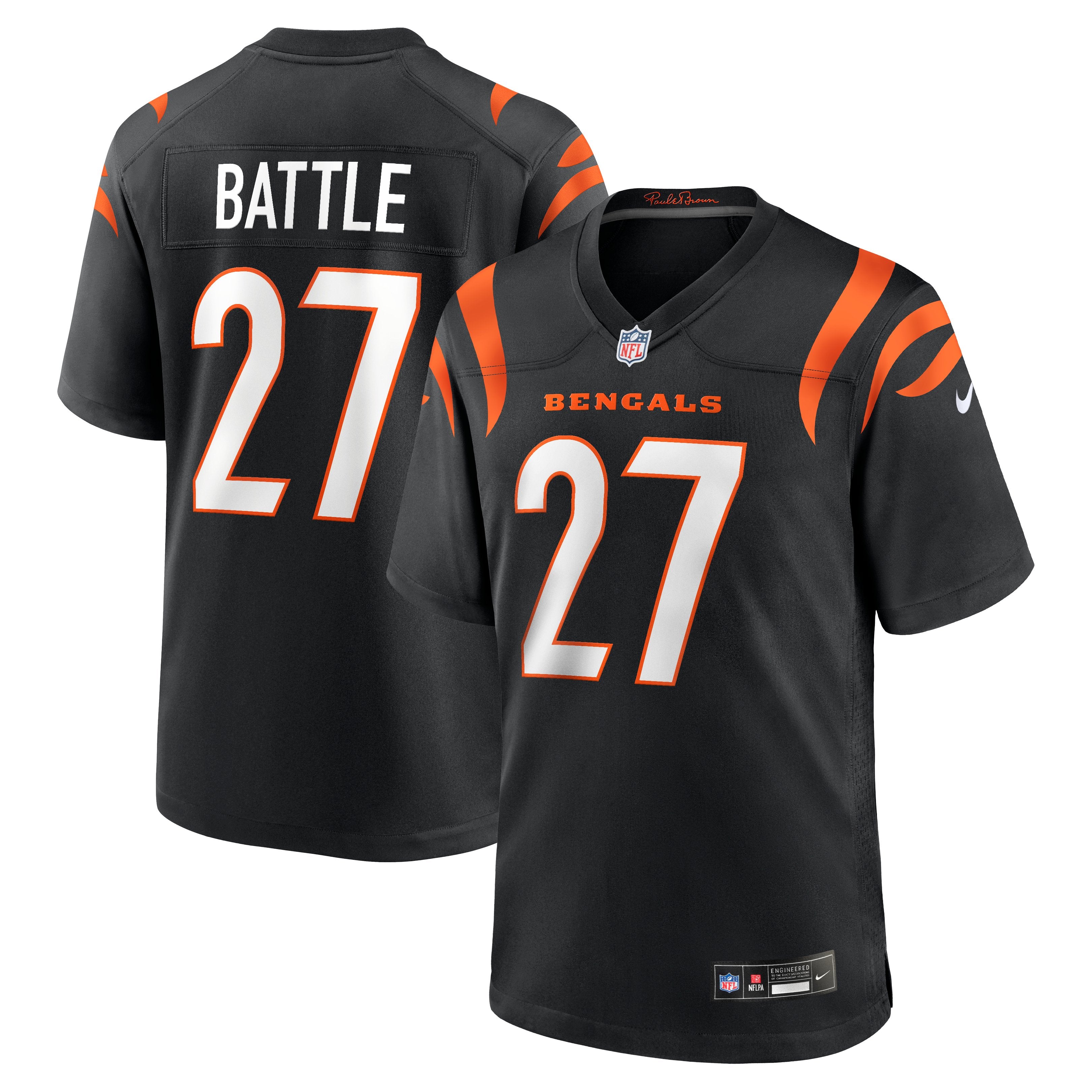 Men's Nike Jordan Battle  Black Cincinnati Bengals Team Game Jersey