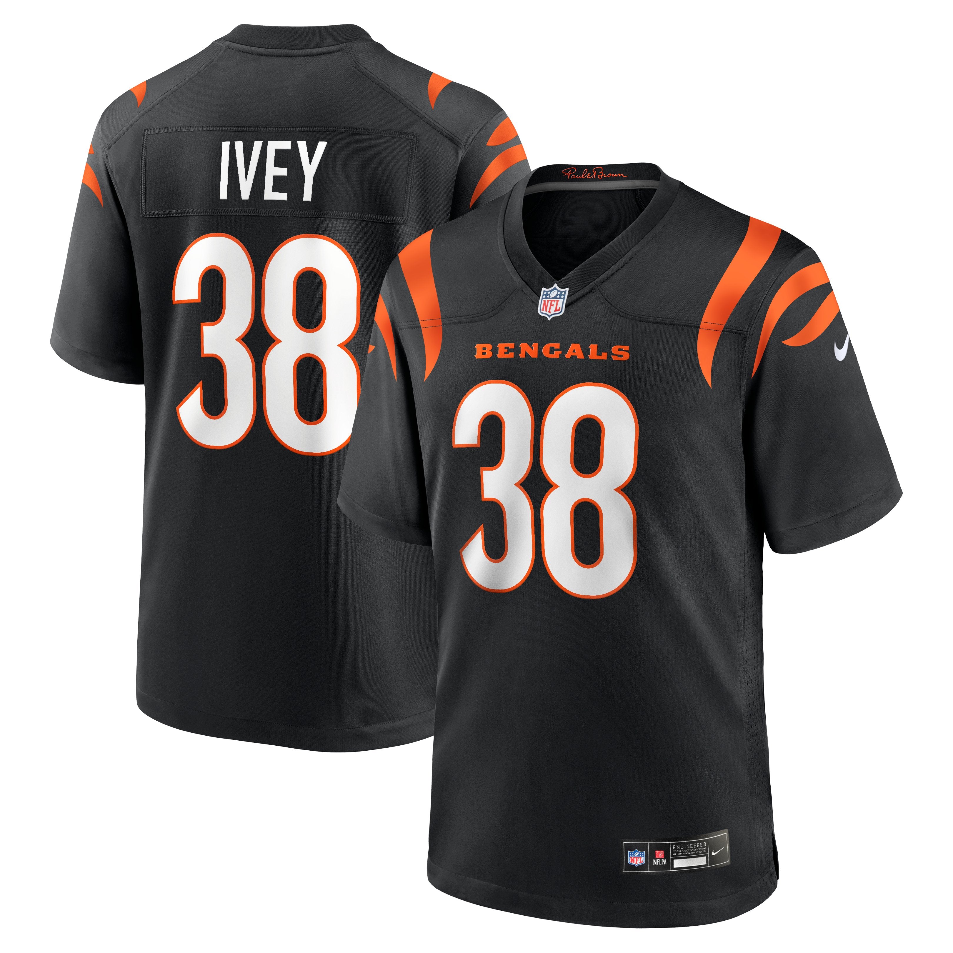 Men's Nike DJ Ivey  Black Cincinnati Bengals Team Game Jersey