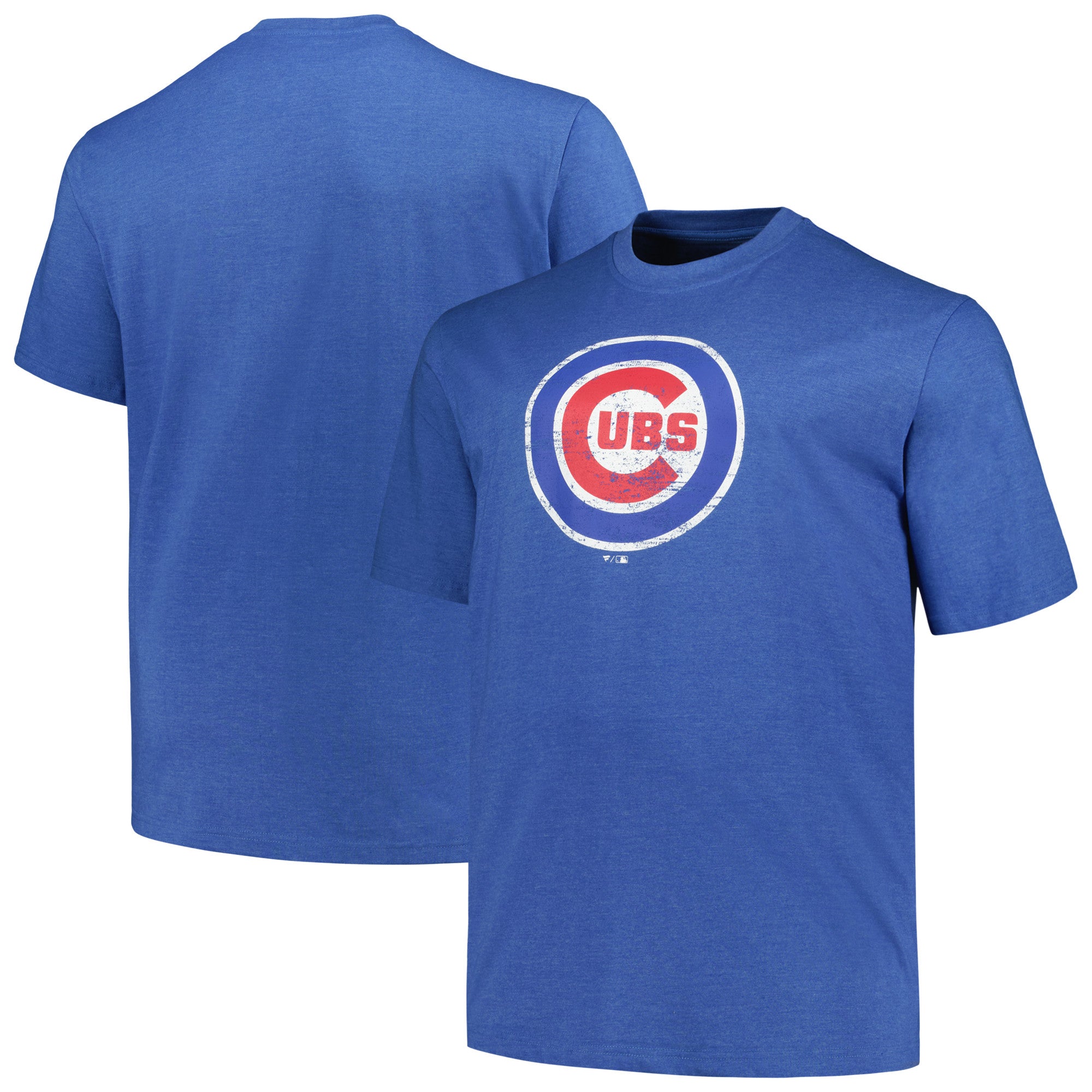 Men's Profile Heather Royal Chicago Cubs Big & Tall Weathered Logo T-Shirt