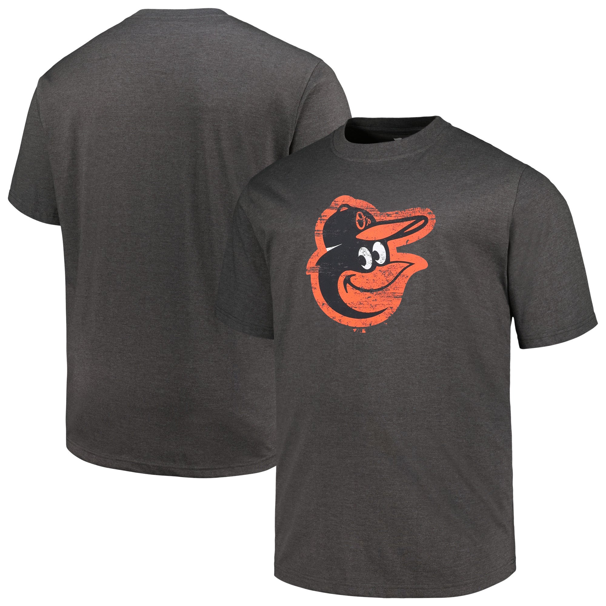 Men's Profile Heather Black Baltimore Orioles Big & Tall Weathered Logo T-Shirt