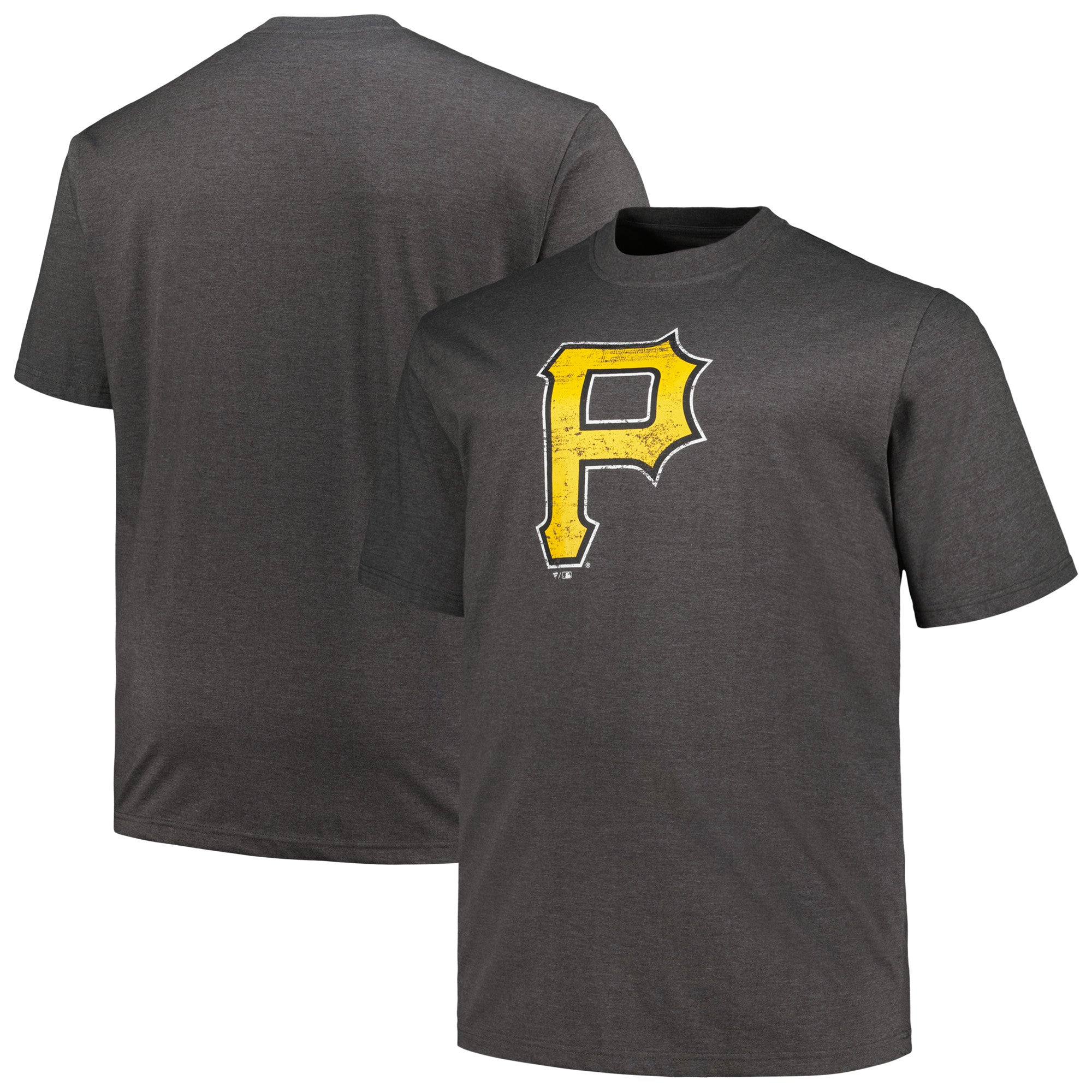 Men's Profile Heather Black Pittsburgh Pirates Big & Tall Weathered Logo T-Shirt