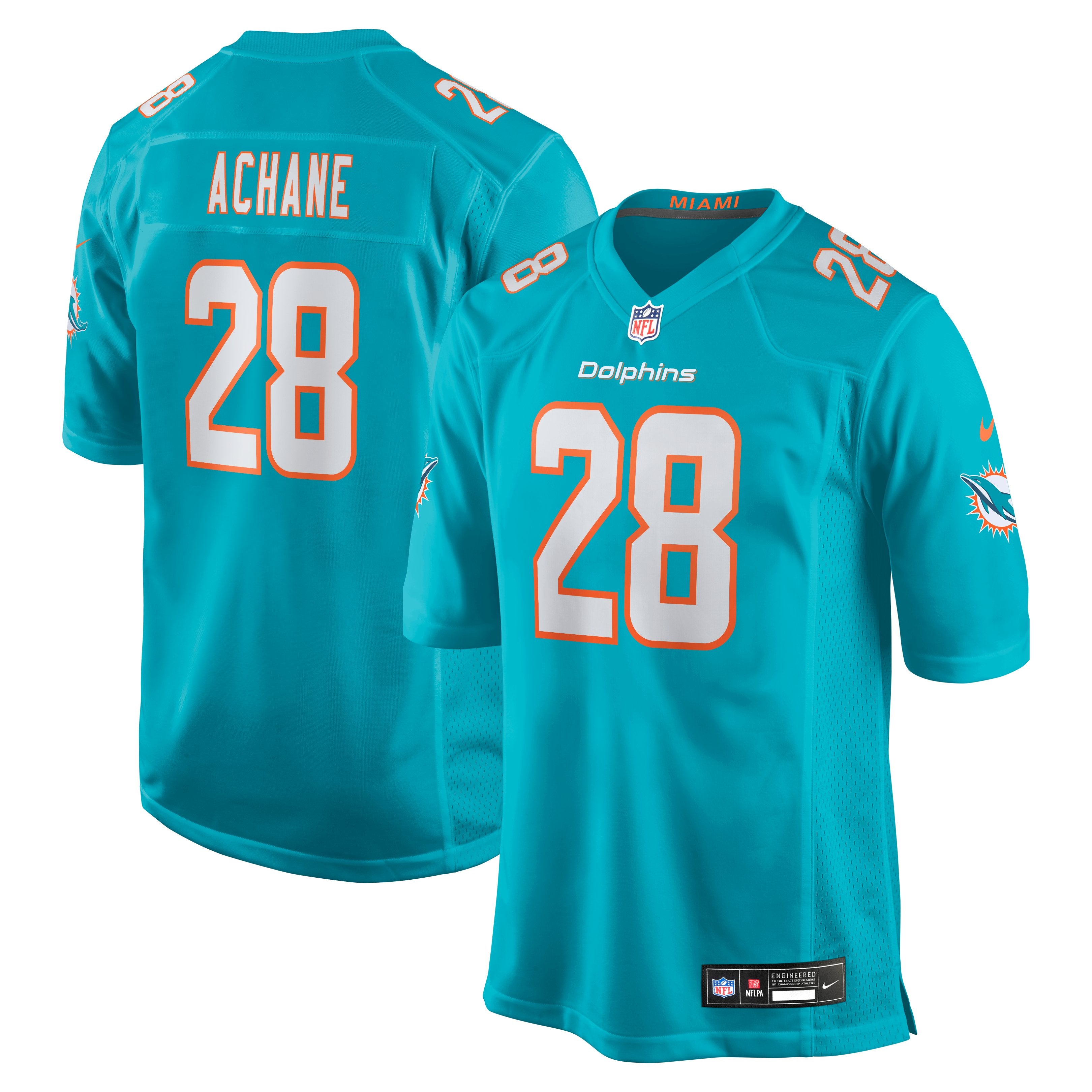 Men's Nike Devon Achane Aqua Miami Dolphins Player Game Jersey