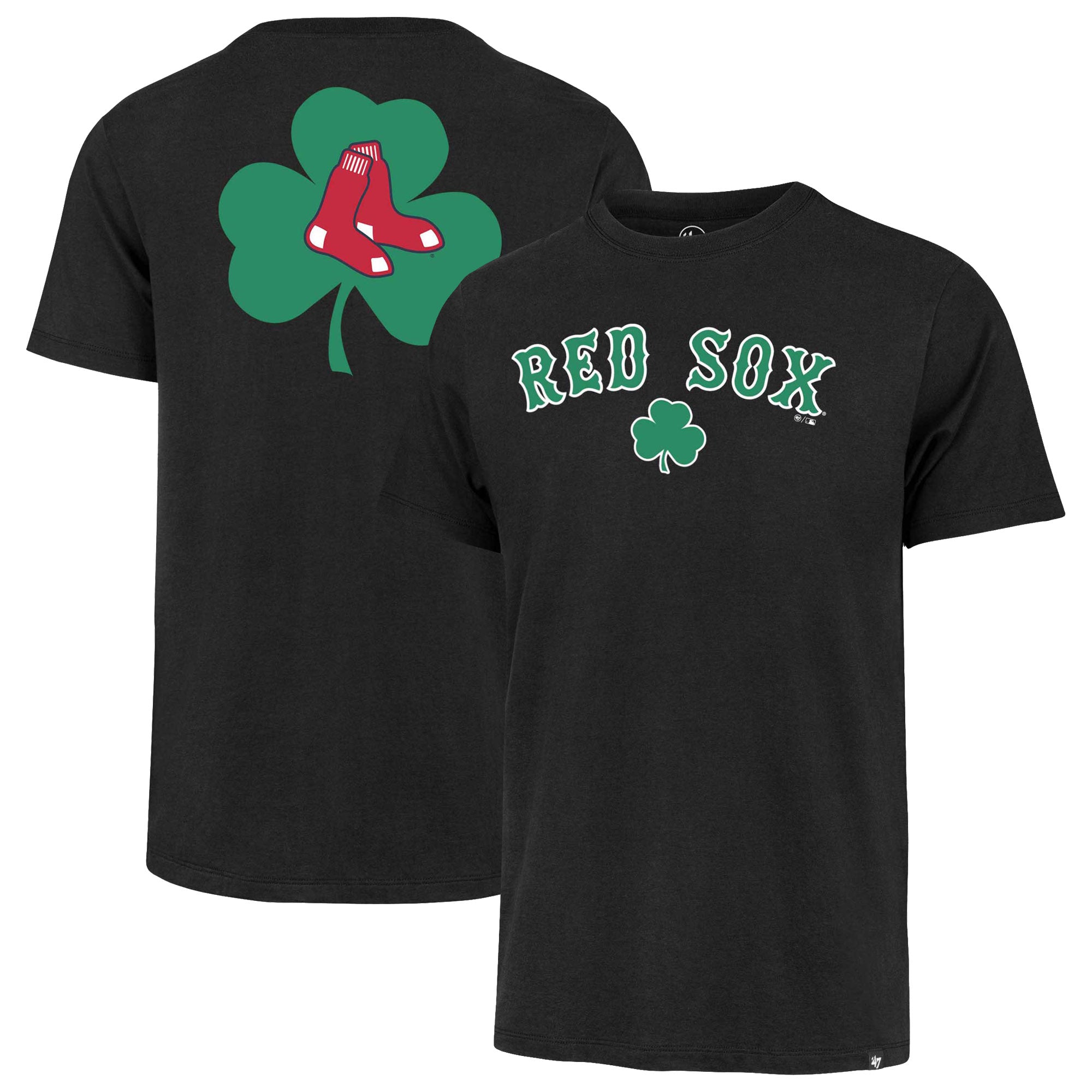 Men's '47 Black Boston Red Sox Two-Sided Shamrock T-Shirt