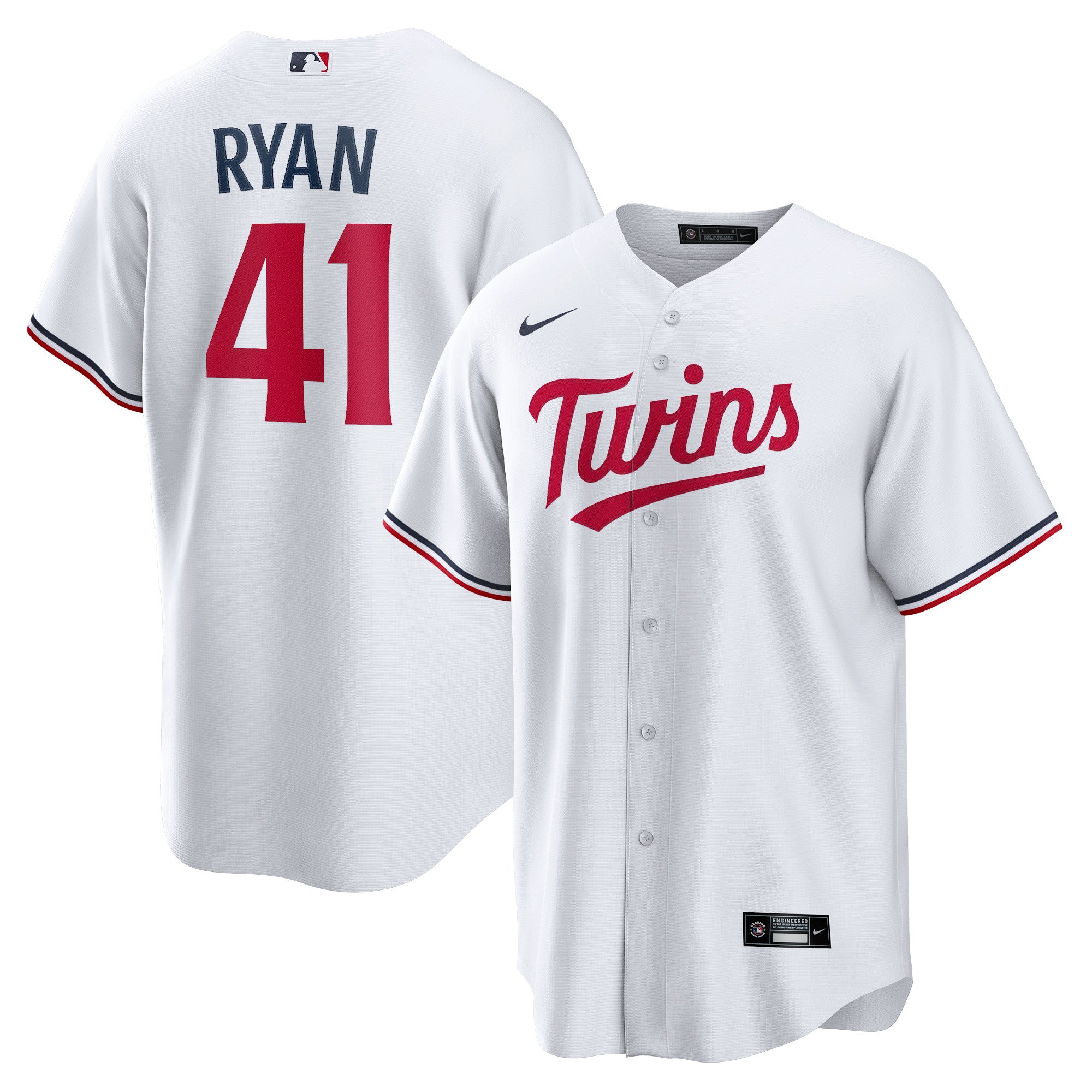 Nike Joe Ryan White Minnesota Twins Home Replica Player Jersey