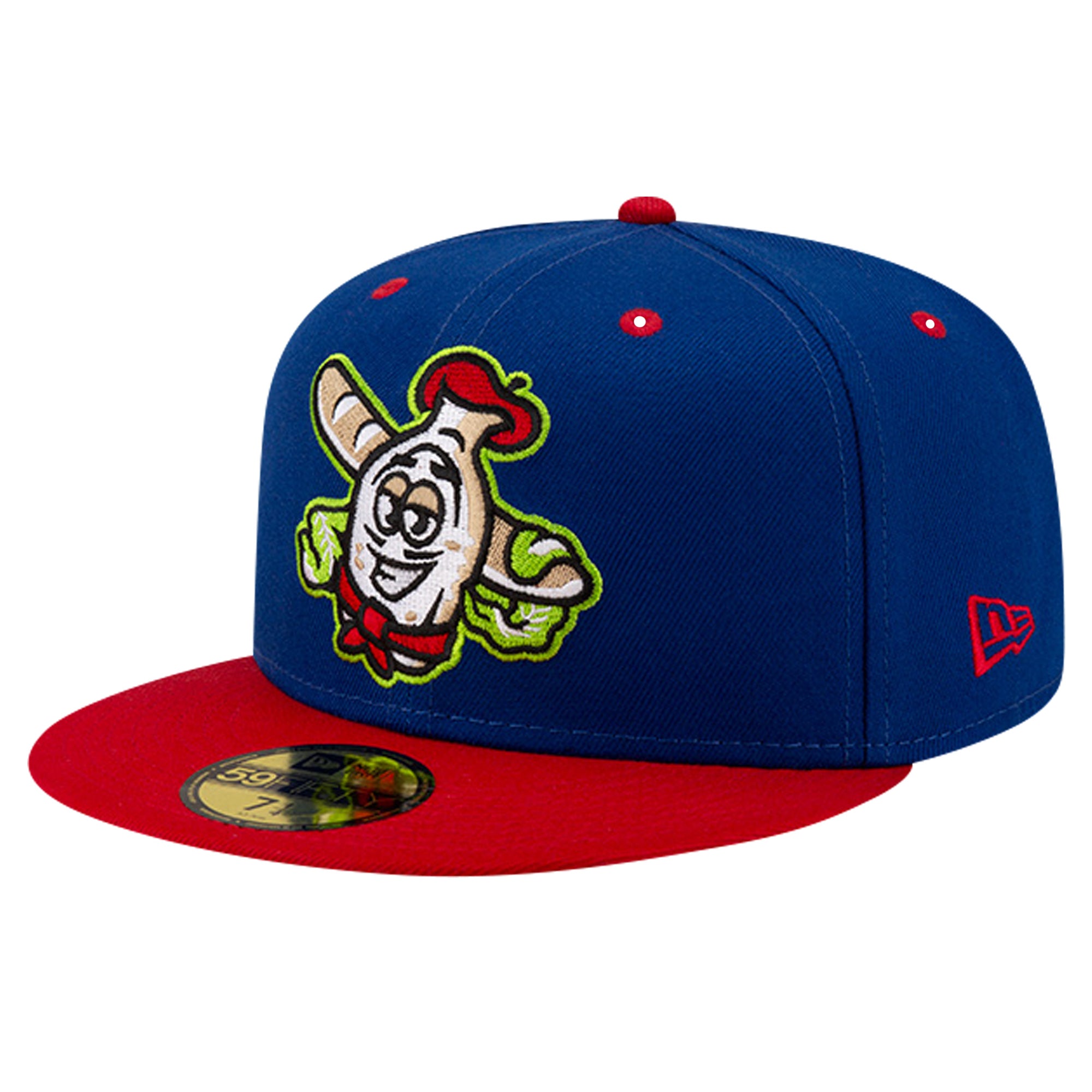Men's New Era Blue Akron RubberDucks Theme Night Akron White French 59FIFTY Fitted Hat