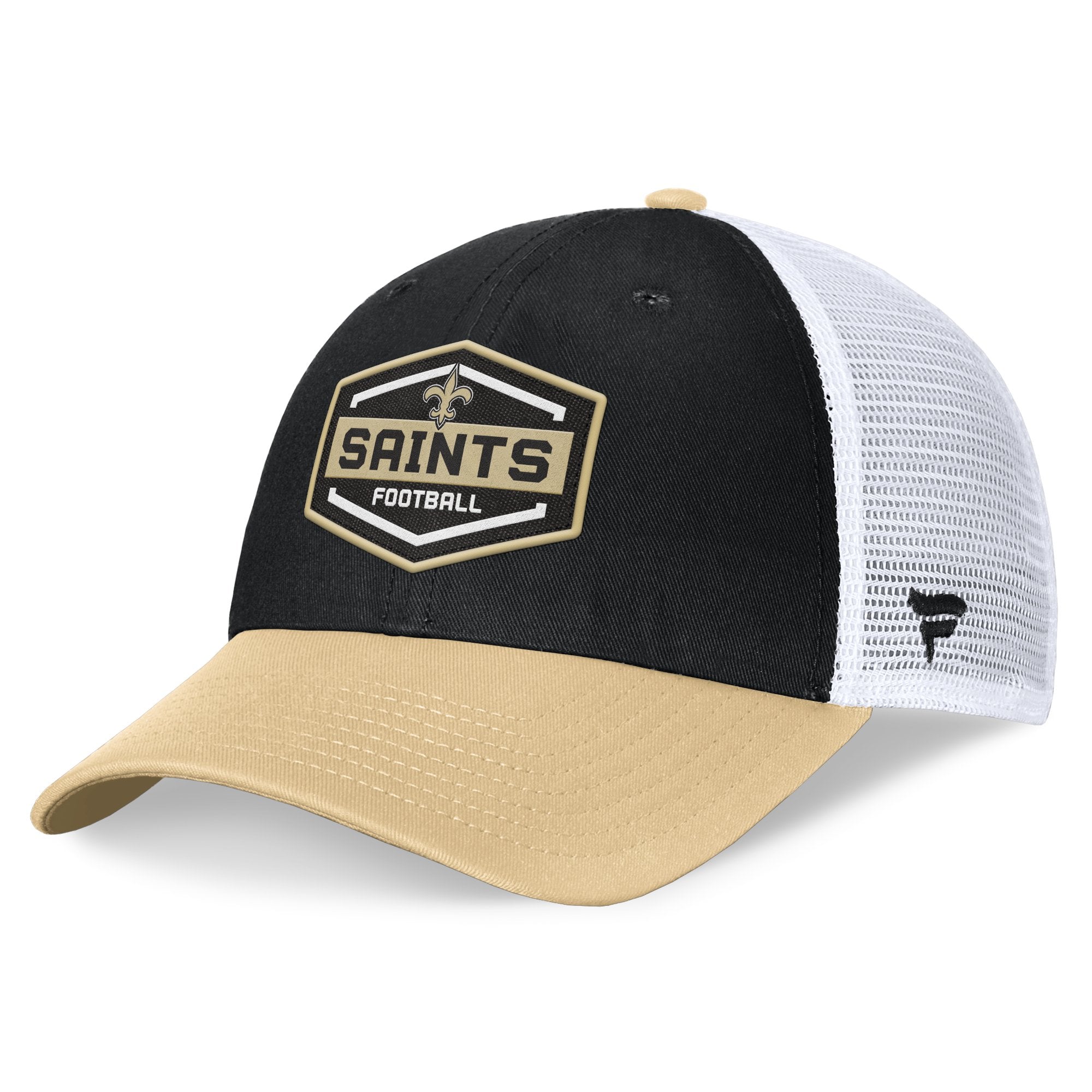 Men's Fanatics Black/Gold New Orleans Saints Bench Trucker Adjustable Hat