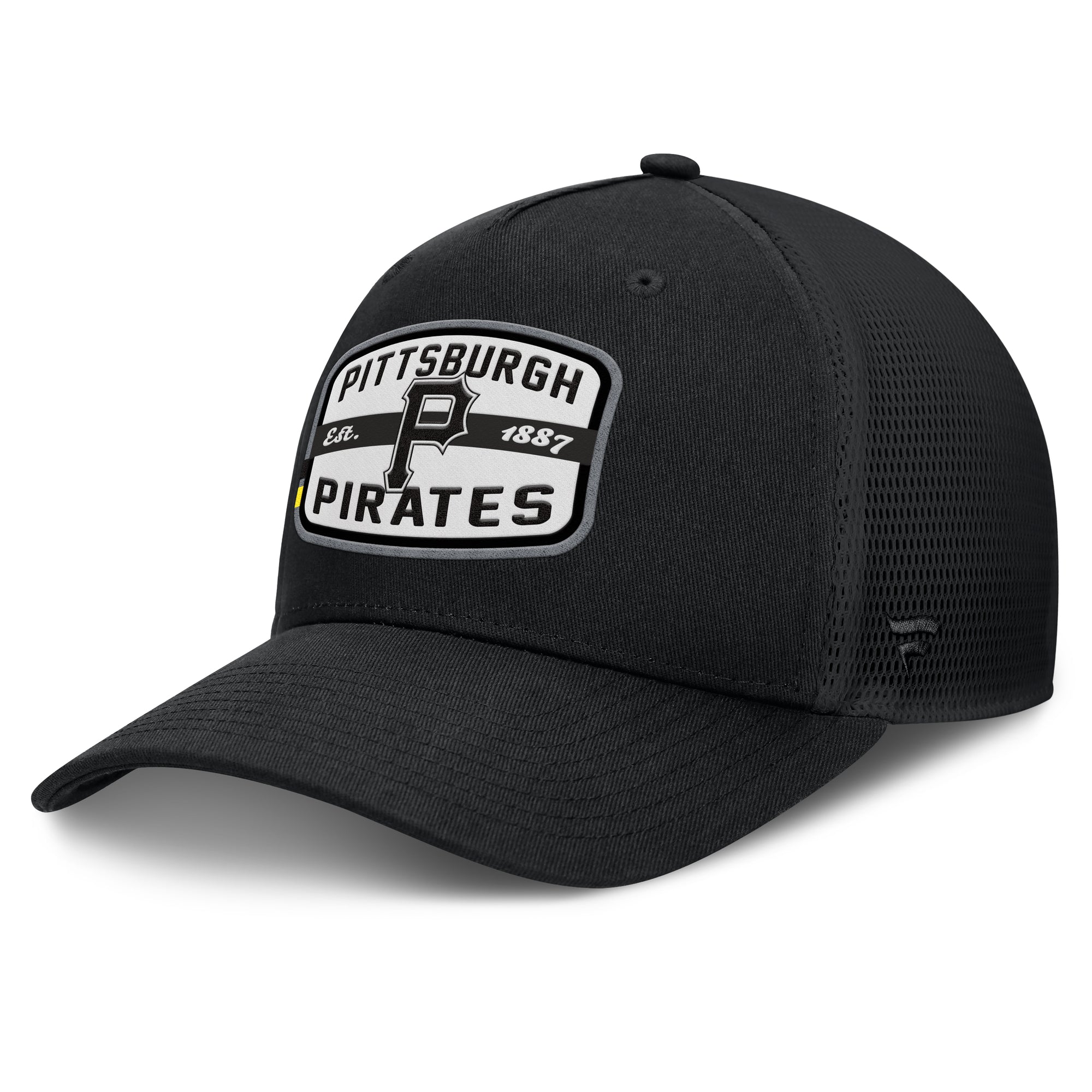 Men's Fanatics Black Pittsburgh Pirates Team Patch A-Frame Trucker Snapback Hat
