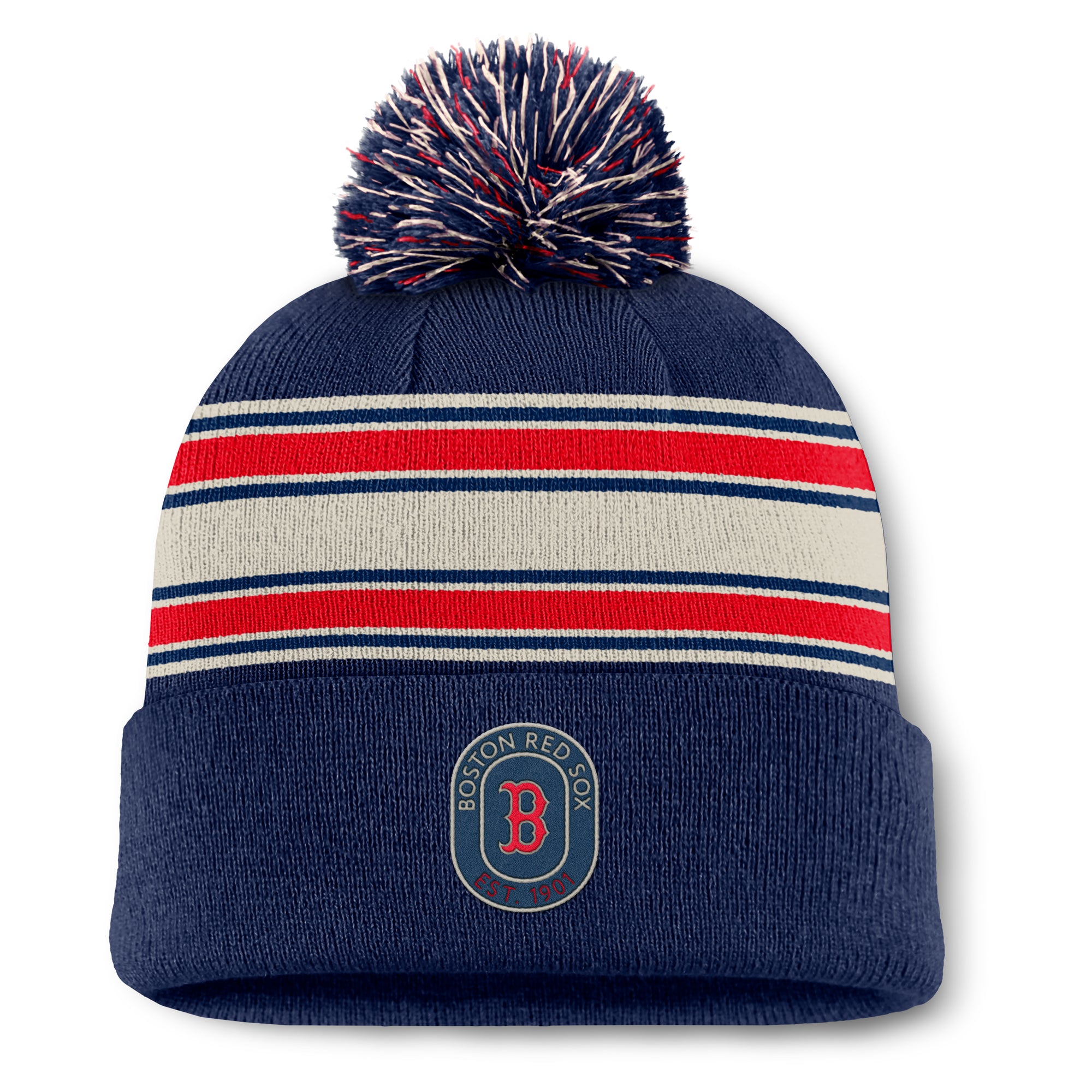 Men's Fanatics  Navy Boston Red Sox Fundamental Patch Cuffed Knit Hat with Pom