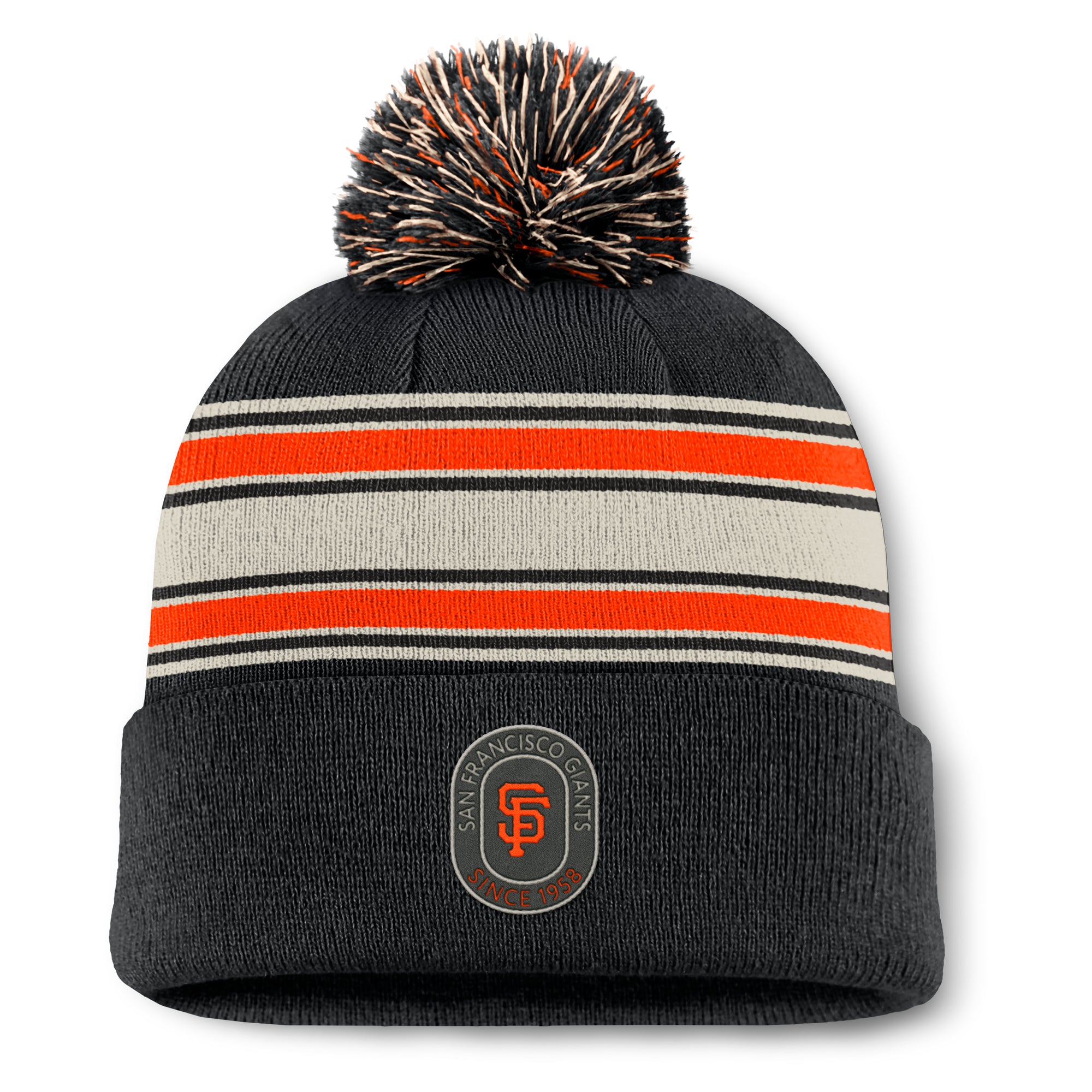 Men's Fanatics  Black San Francisco Giants Fundamental Patch Cuffed Knit Hat with Pom